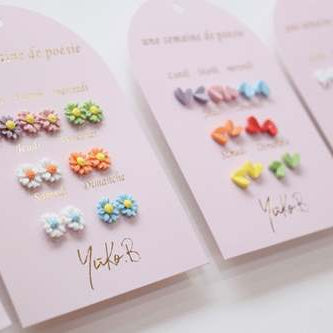7 paires de boucles d'oreilles sans Nickel - Une semaine de poésie Chance - Yuko B.