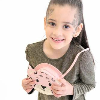 Sac bandoulière enfant - Léo le Léopard rose - Yuko B.