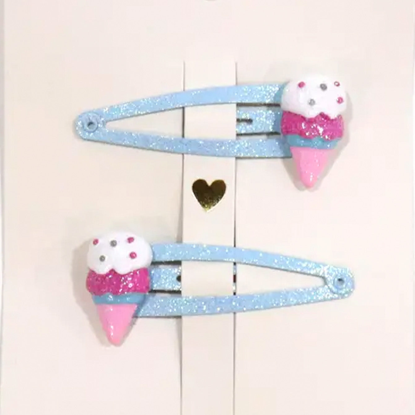 Barrettes à cheveux - Glaces - Ice Cream vue de face — Yuko B.