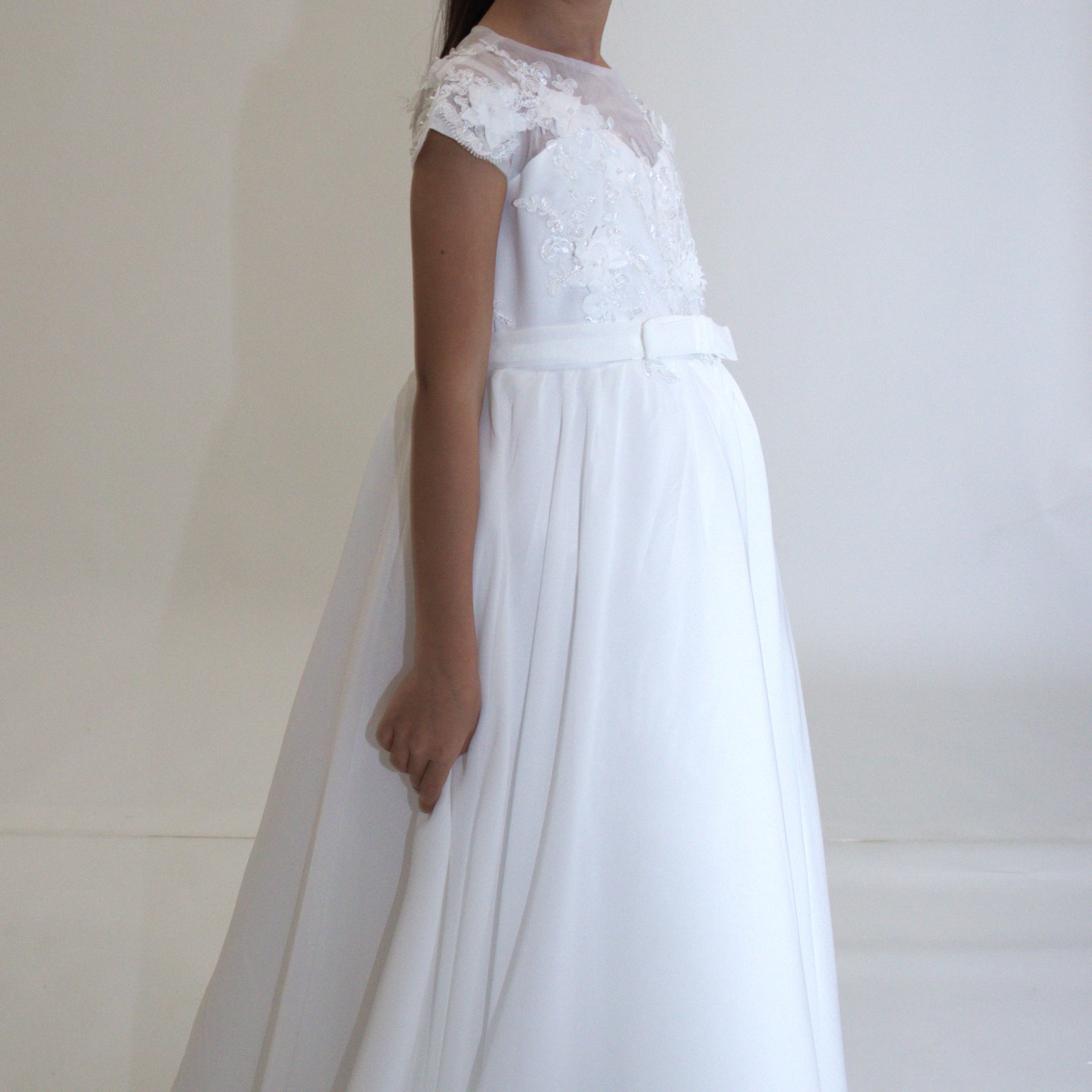 Robe de cérémonie JEANNE - Blanche - Taille: 130 cm (7/8 ans) — accessoire enfant Yuko B.