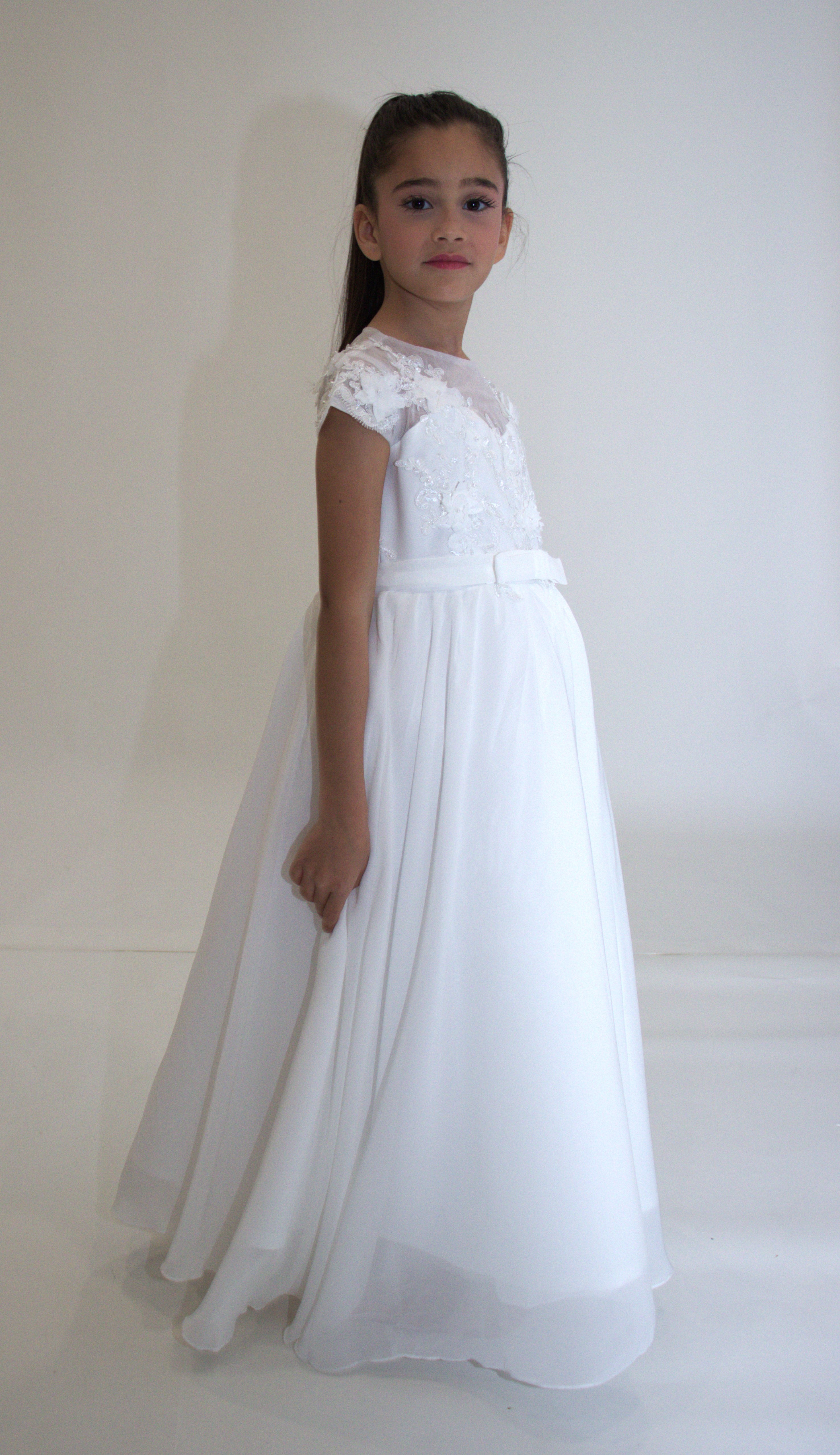 Robe de cérémonie JEANNE - Blanche - Taille: 130 cm (7/8 ans) — accessoire enfant Yuko B.