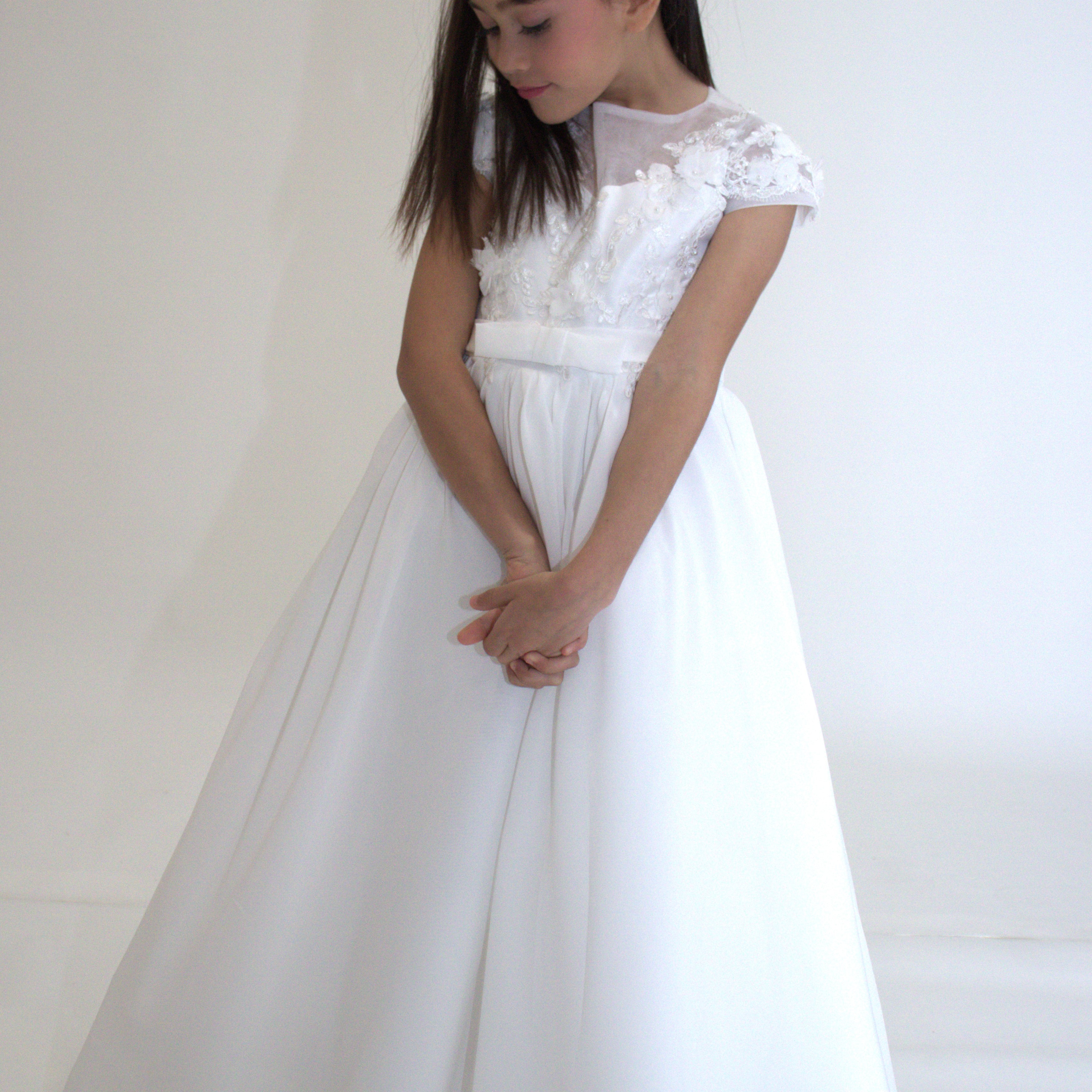 Robe de cérémonie JEANNE - Blanche - Taille: 130 cm (7/8 ans) — accessoire enfant Yuko B.