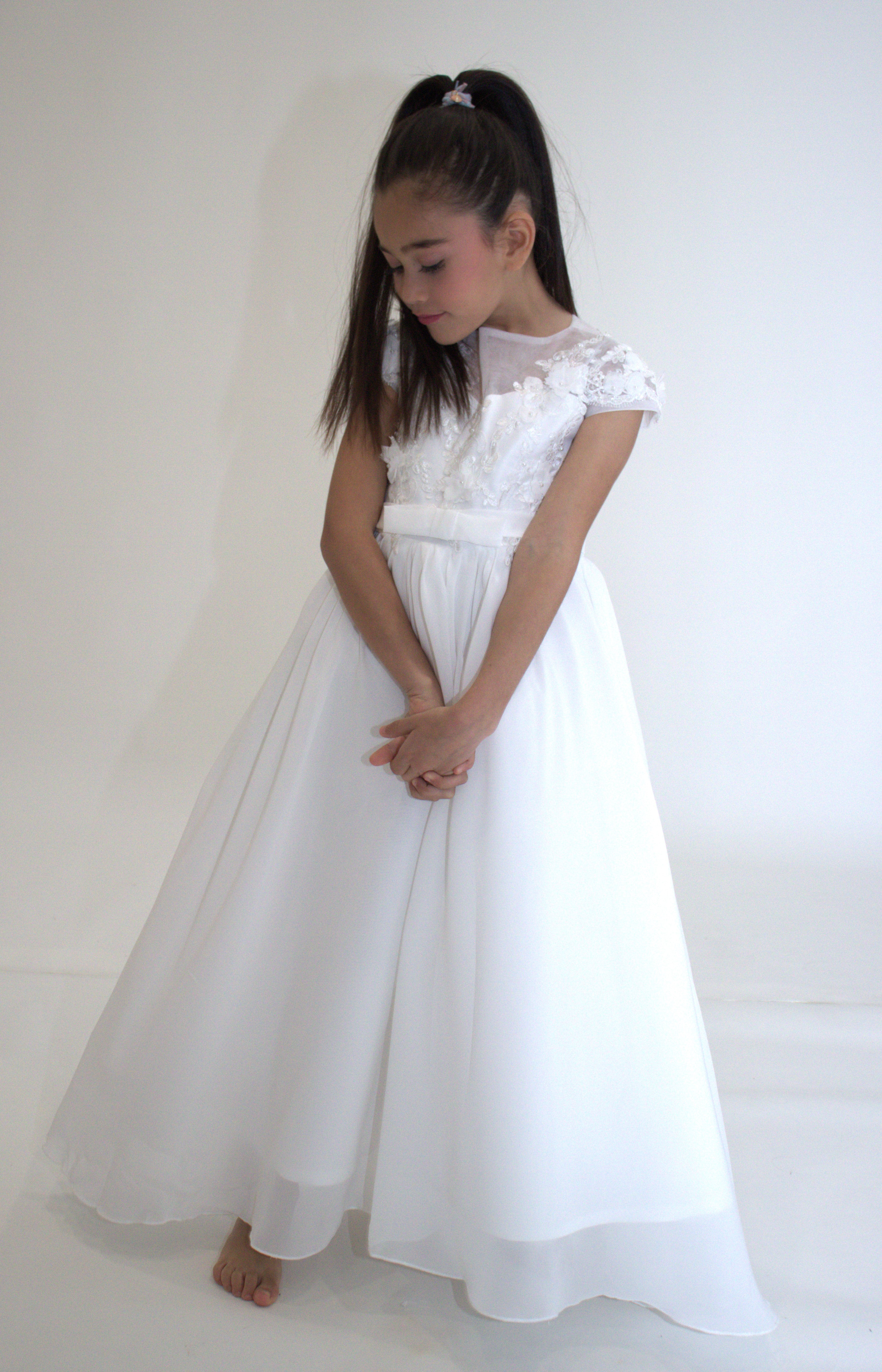 Robe de cérémonie JEANNE - Blanche - Taille: 130 cm (7/8 ans) — accessoire enfant Yuko B.