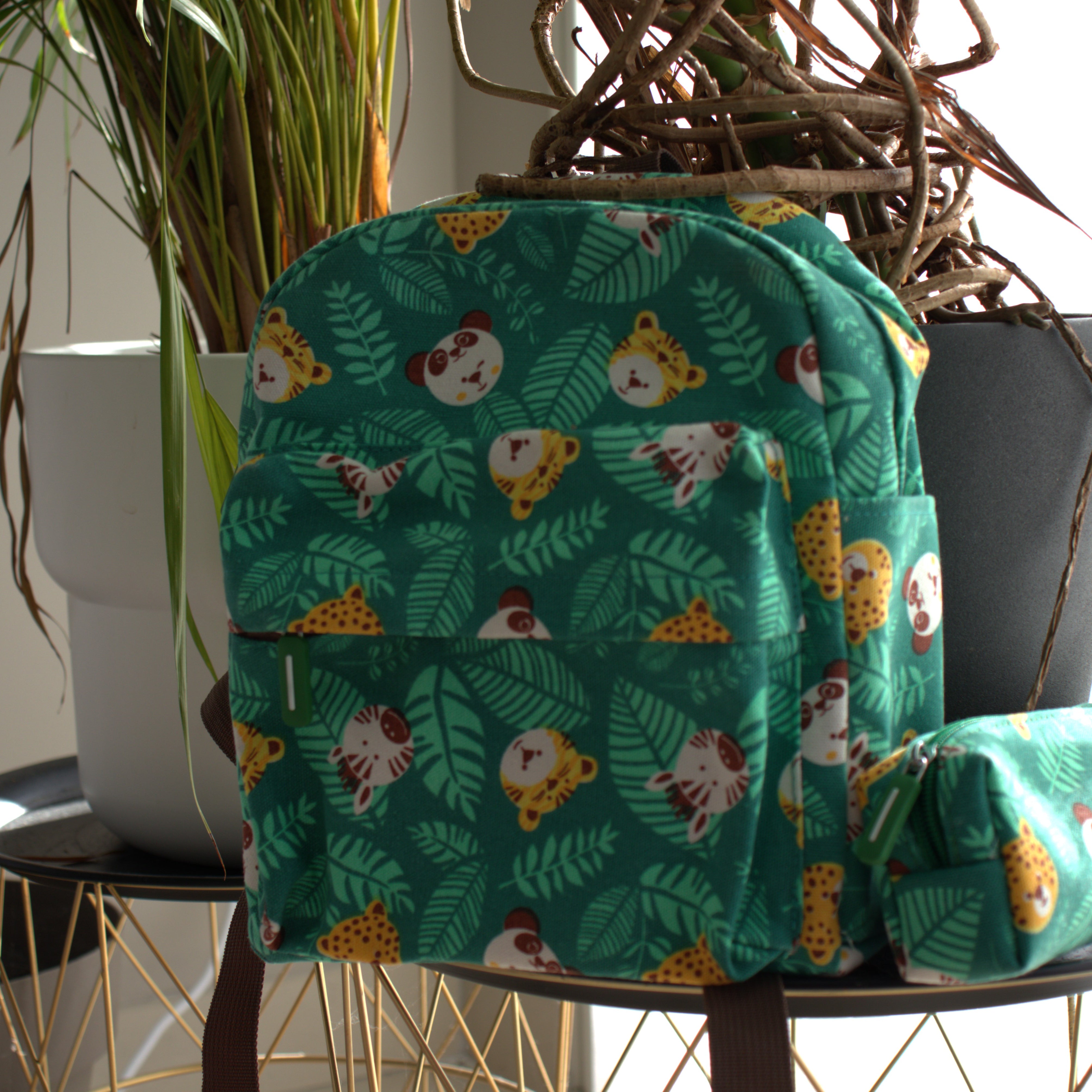 Ensemble Sac à dos + Trousse - Jungle Carnival - Vert - Yuko B.