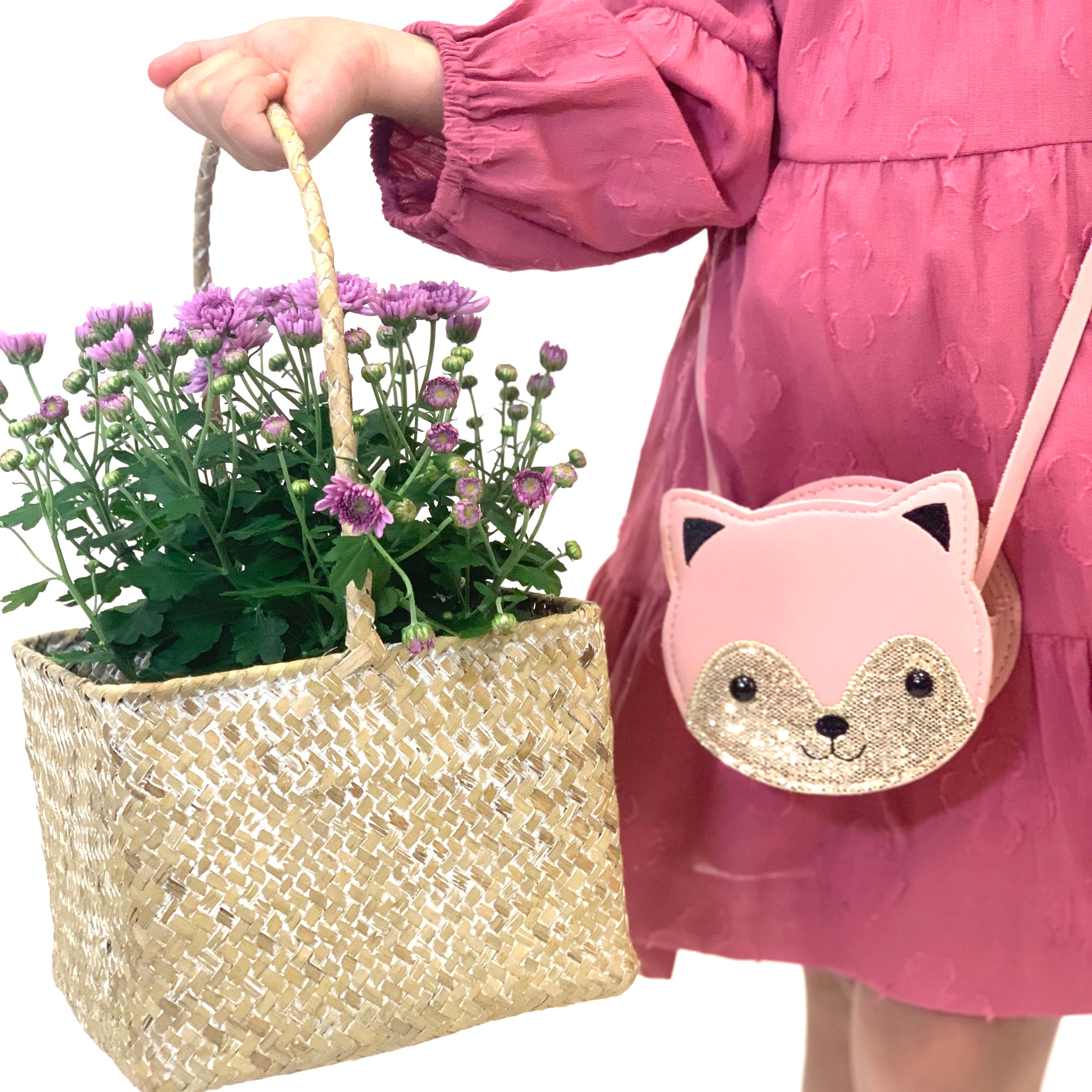 Sac bandoulière enfant - Gaspard le chaton Rose - Yuko B.