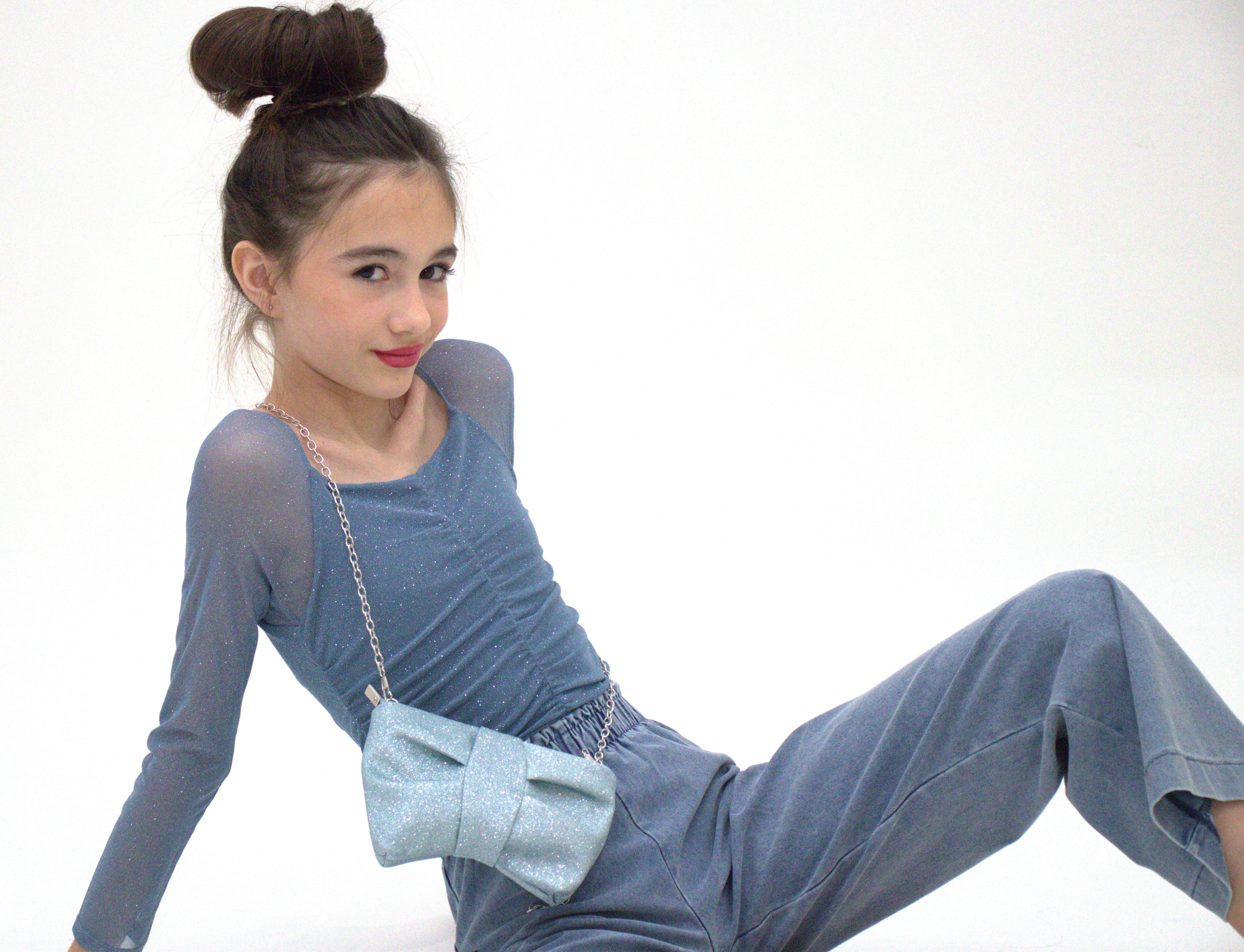 Sac bandoulière Moon - Menthe Pailleté Glitter ouvert — Yuko B.