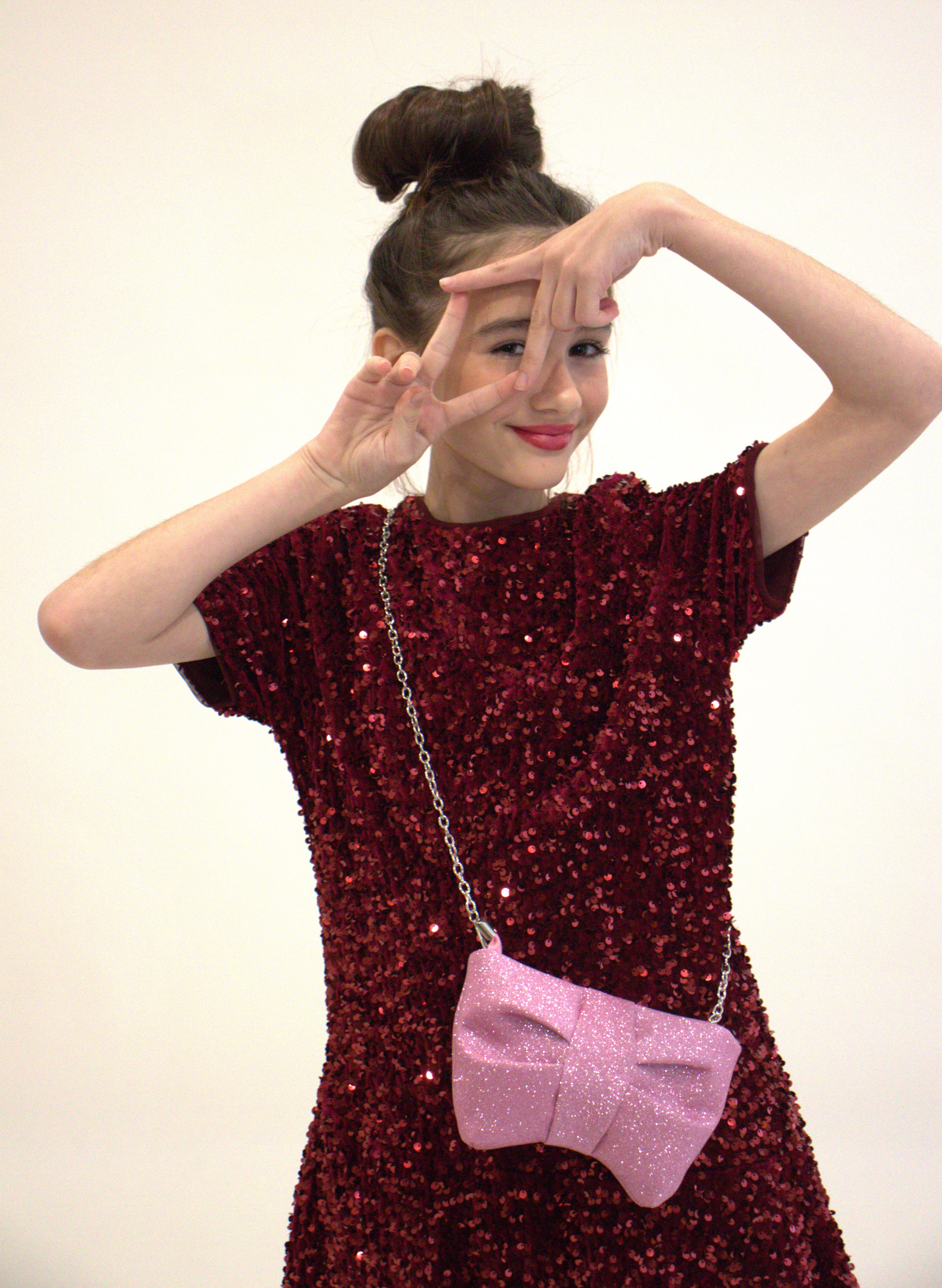 Sac bandoulière Moon - Rose Pailleté Glitter lifestyle — enfant Yuko B.
