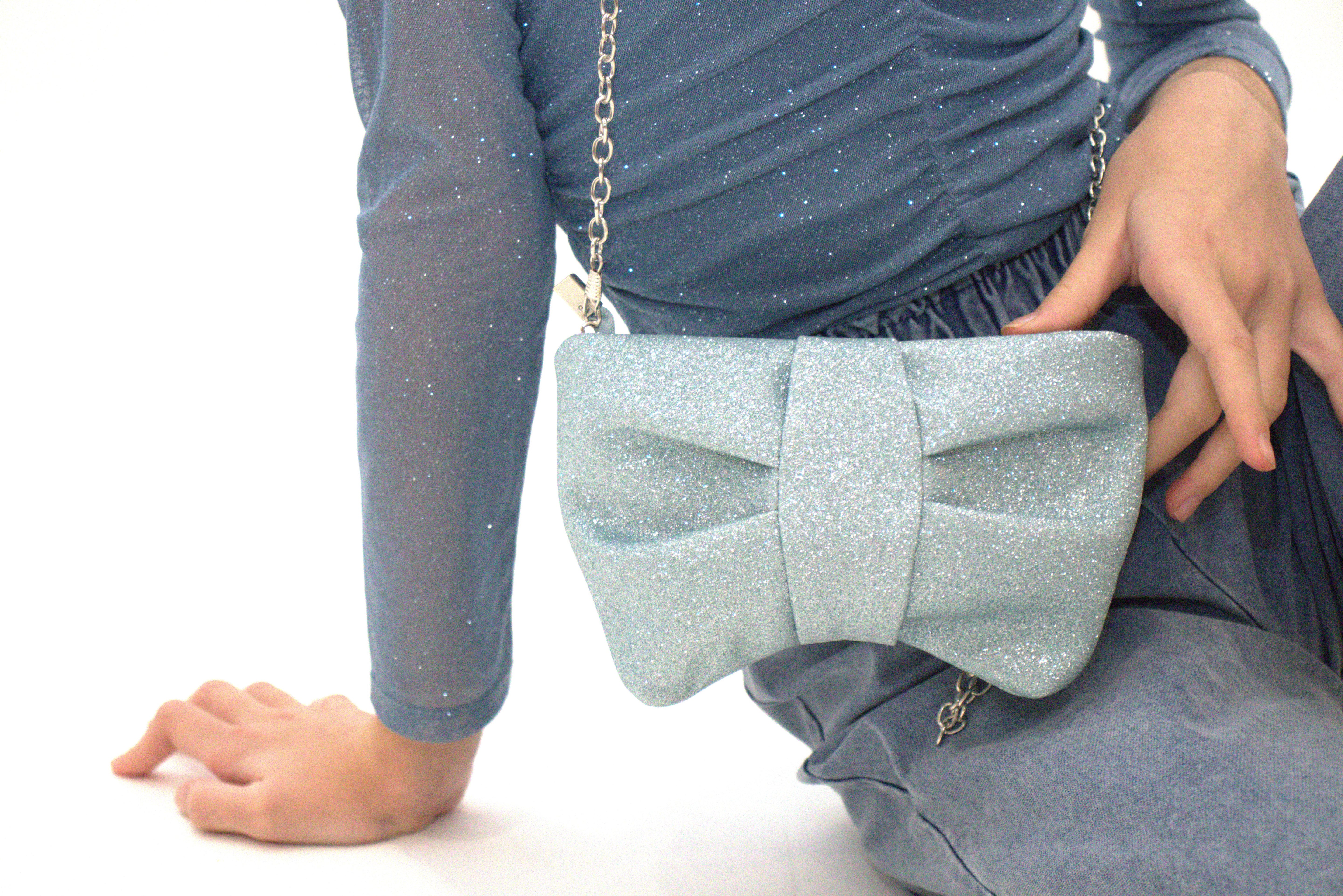 Sac bandoulière Moon - Menthe Pailleté Glitter — accessoire enfant Yuko B.