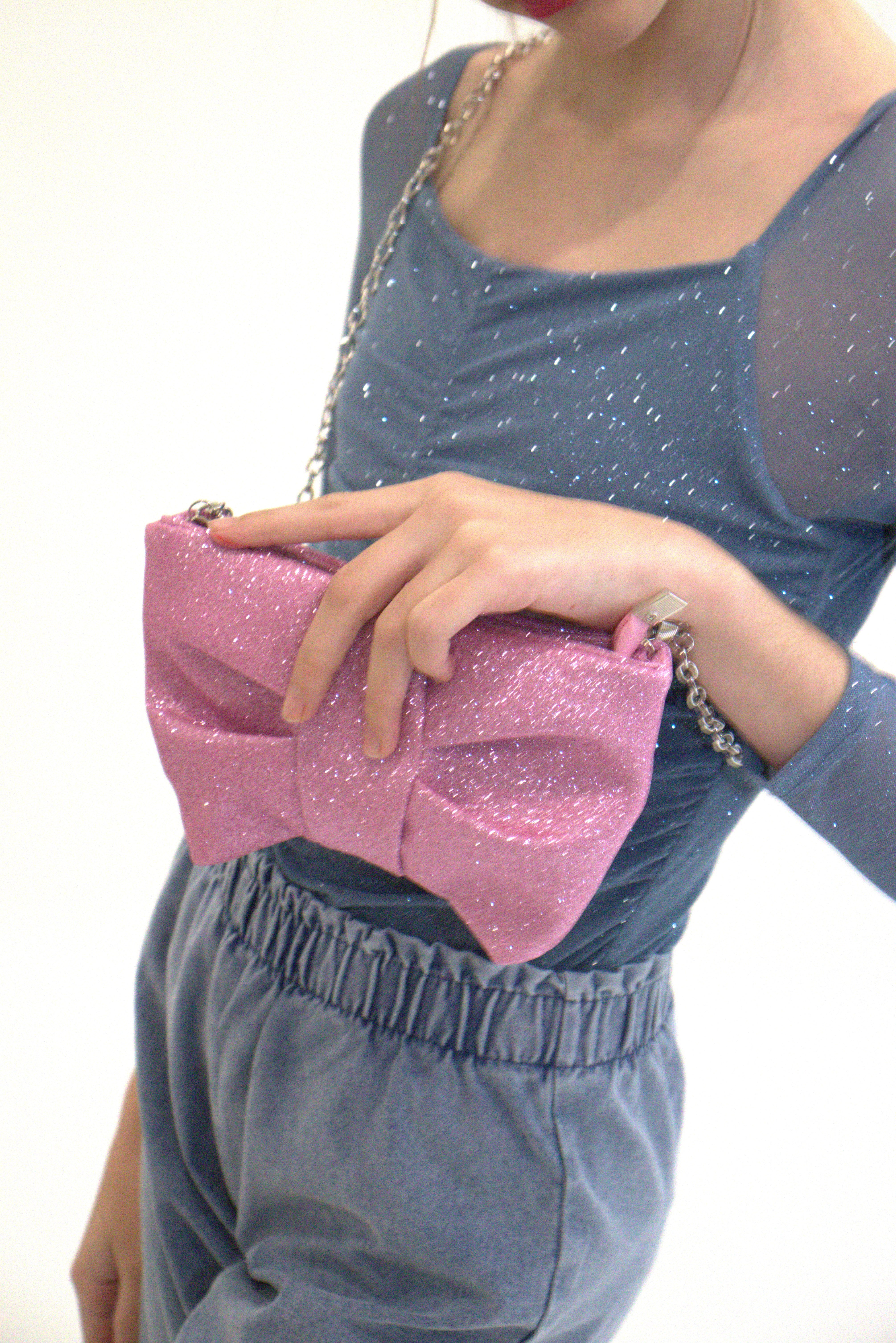 Sac bandoulière Moon - Rose Pailleté Glitter — accessoire enfant Yuko B.