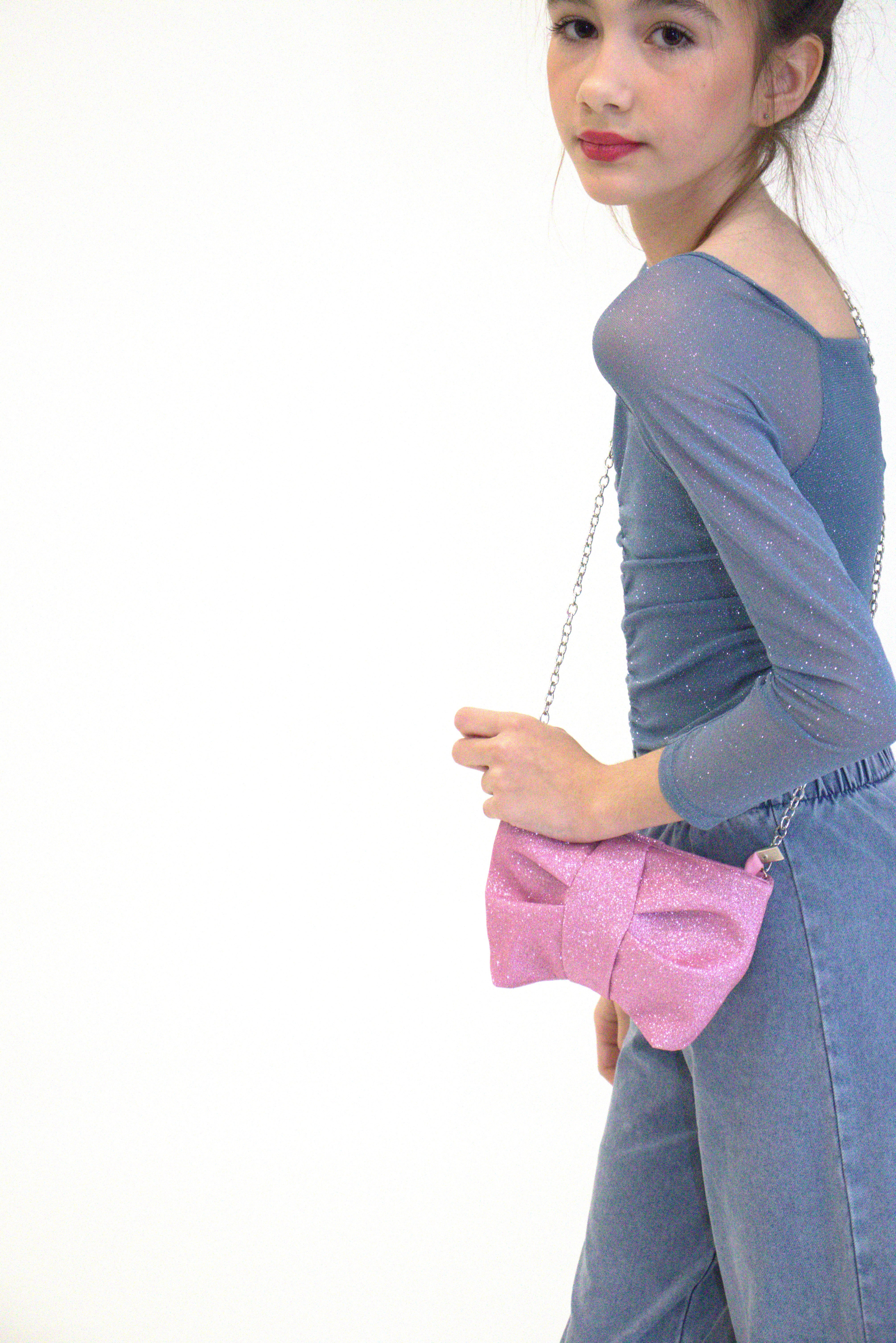 Sac bandoulière Moon - Rose Pailleté Glitter — accessoire enfant Yuko B.