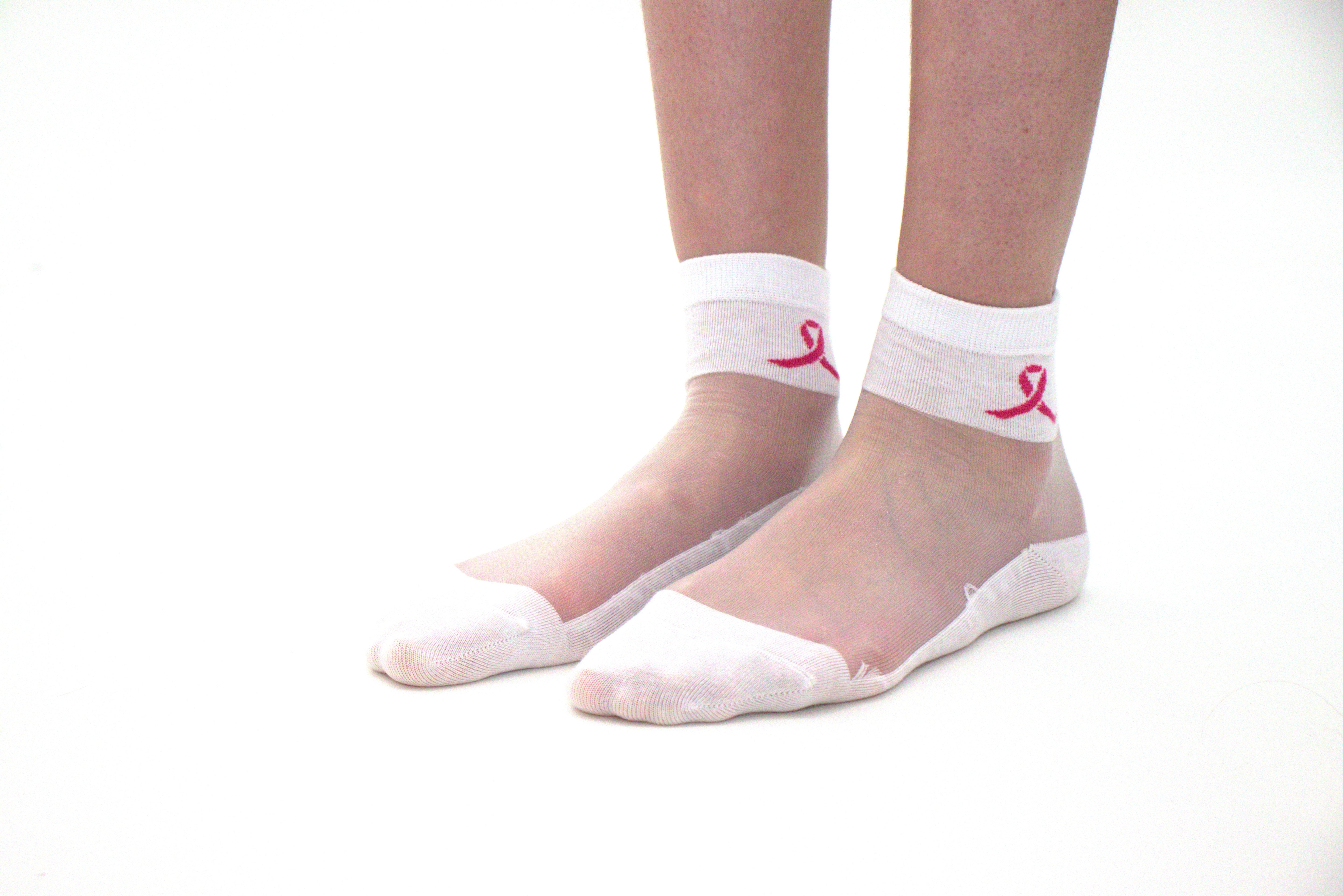 Ruban rose - La chaussette femme en voile ultra-résistant vue de côté — Yuko B.