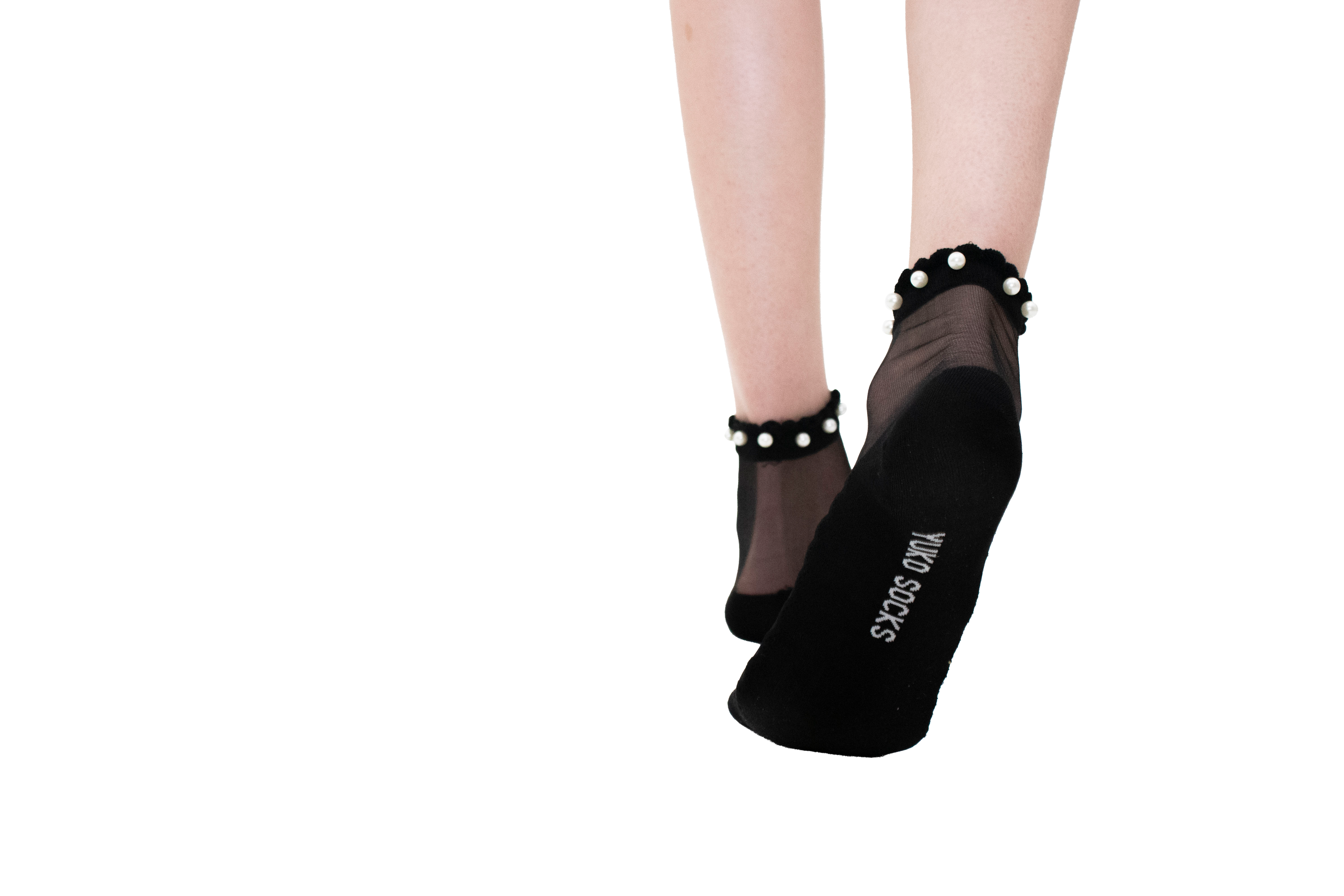 Perla - La chaussette en voile resistant ornée de perles délicates détail — Yuko B.