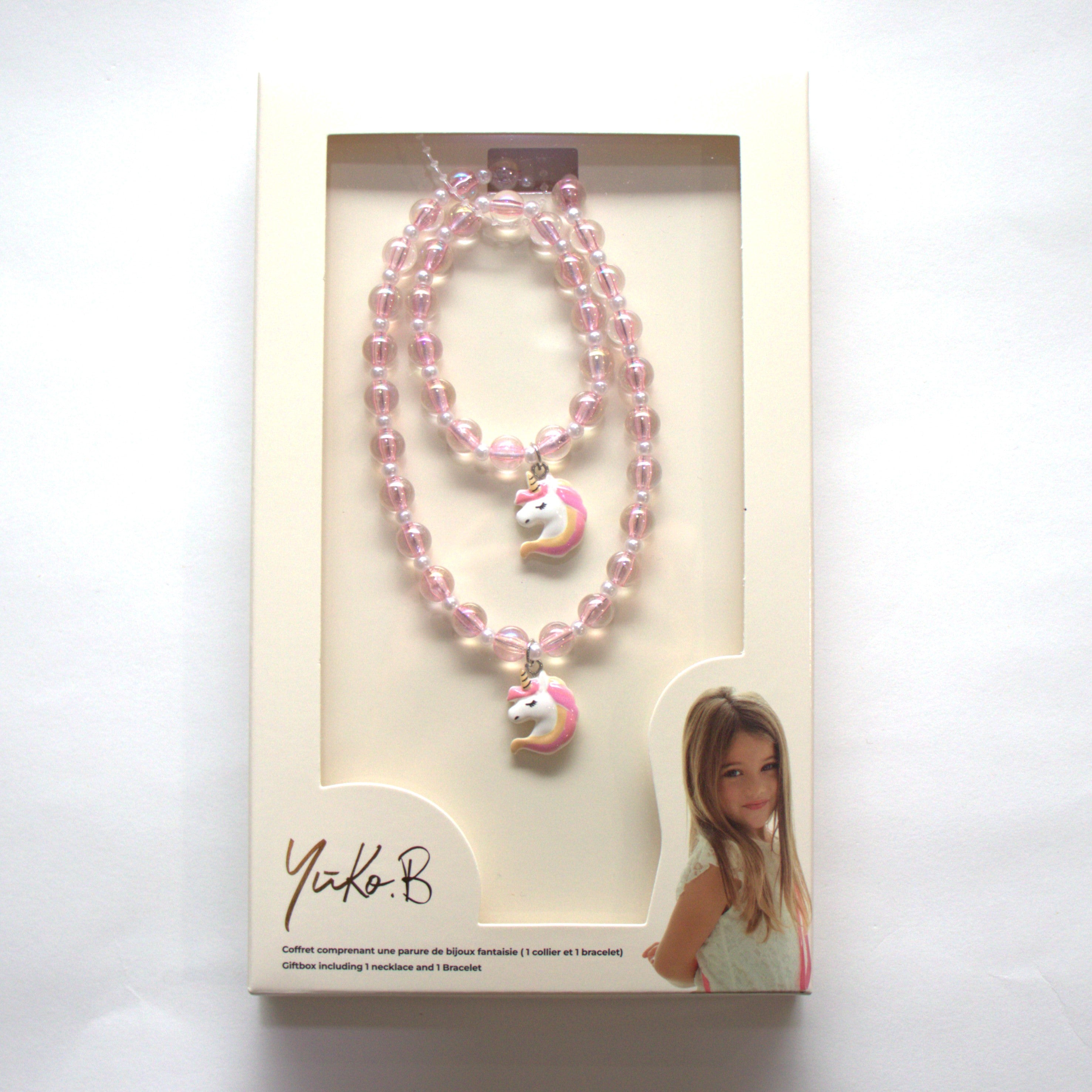 Coffret Zoa Licorne - Rose - Parure Collier + bracelet - Yuko B.