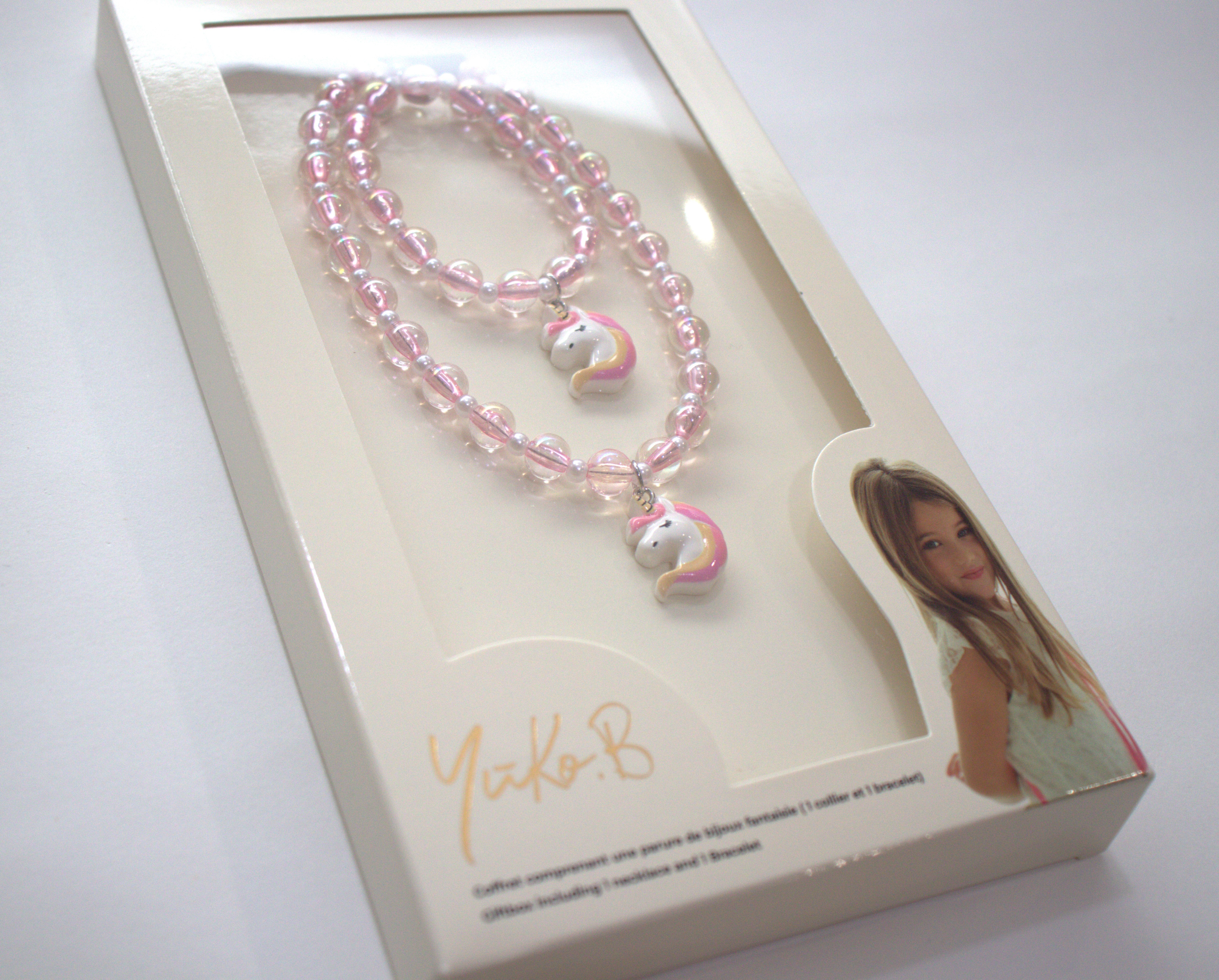 Coffret Zoa Licorne - Rose - Parure Collier + bracelet - Yuko B.