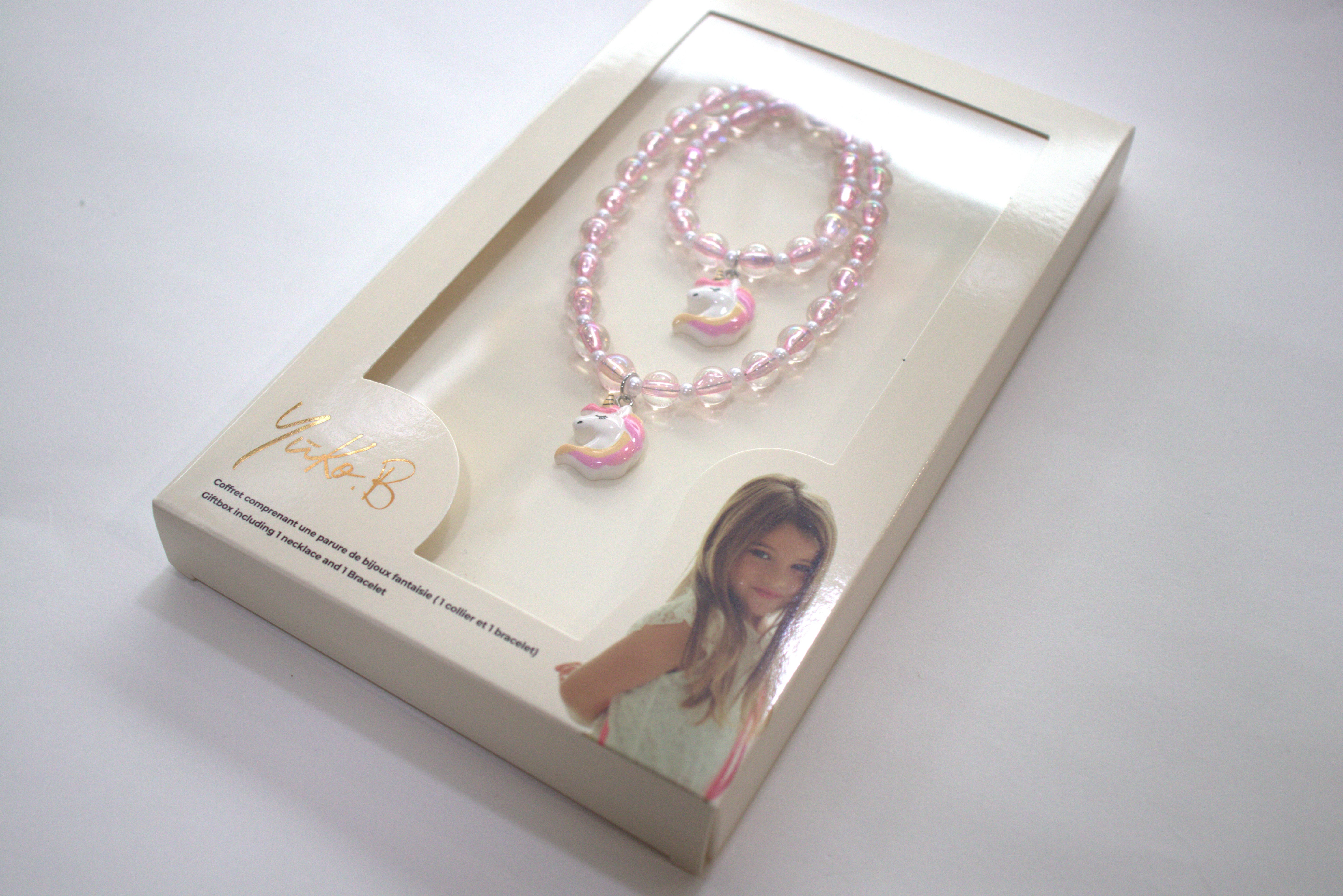 Coffret Zoa Licorne - Rose - Parure Collier + bracelet - Yuko B.