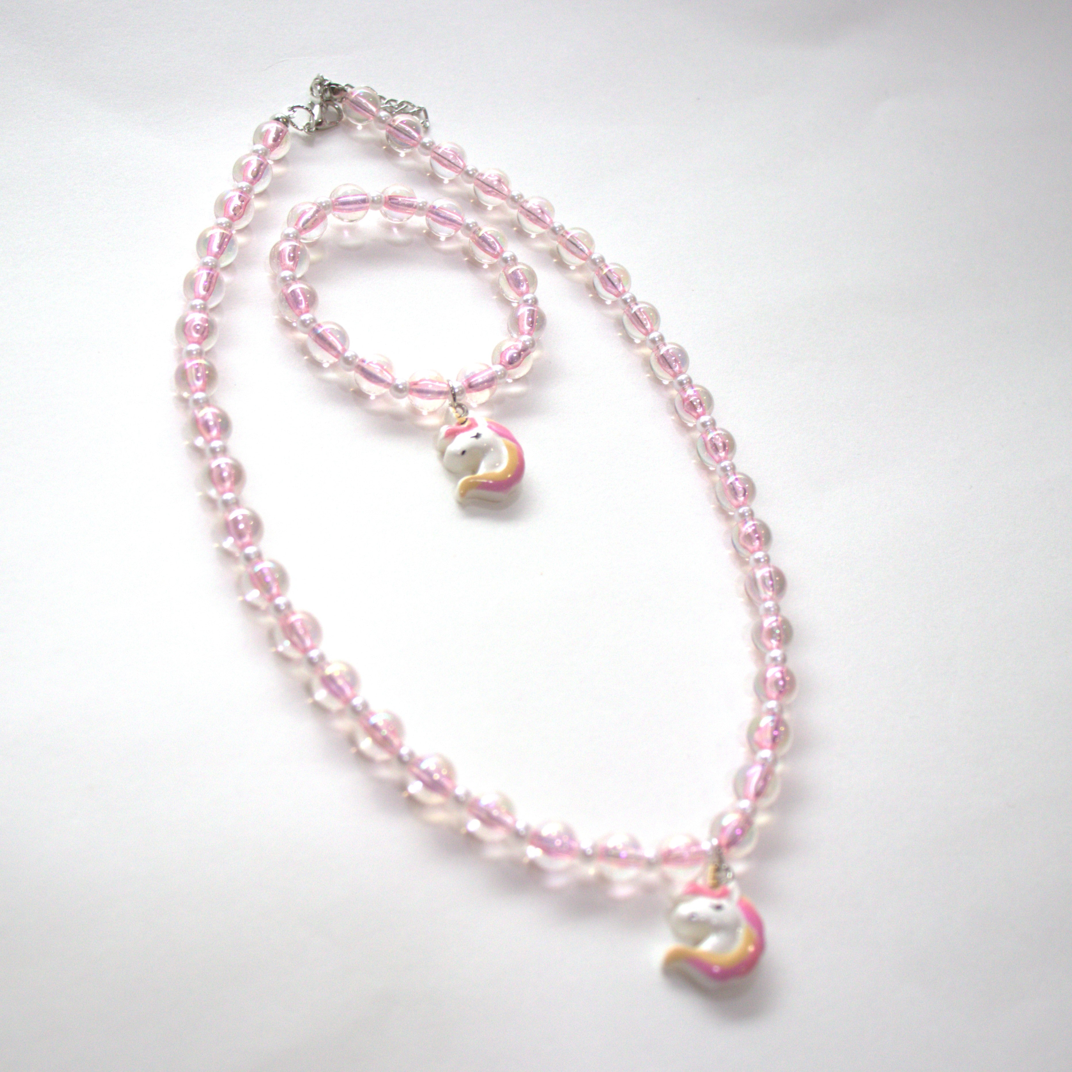 Coffret Zoa Licorne - Rose - Parure Collier + bracelet - Yuko B.