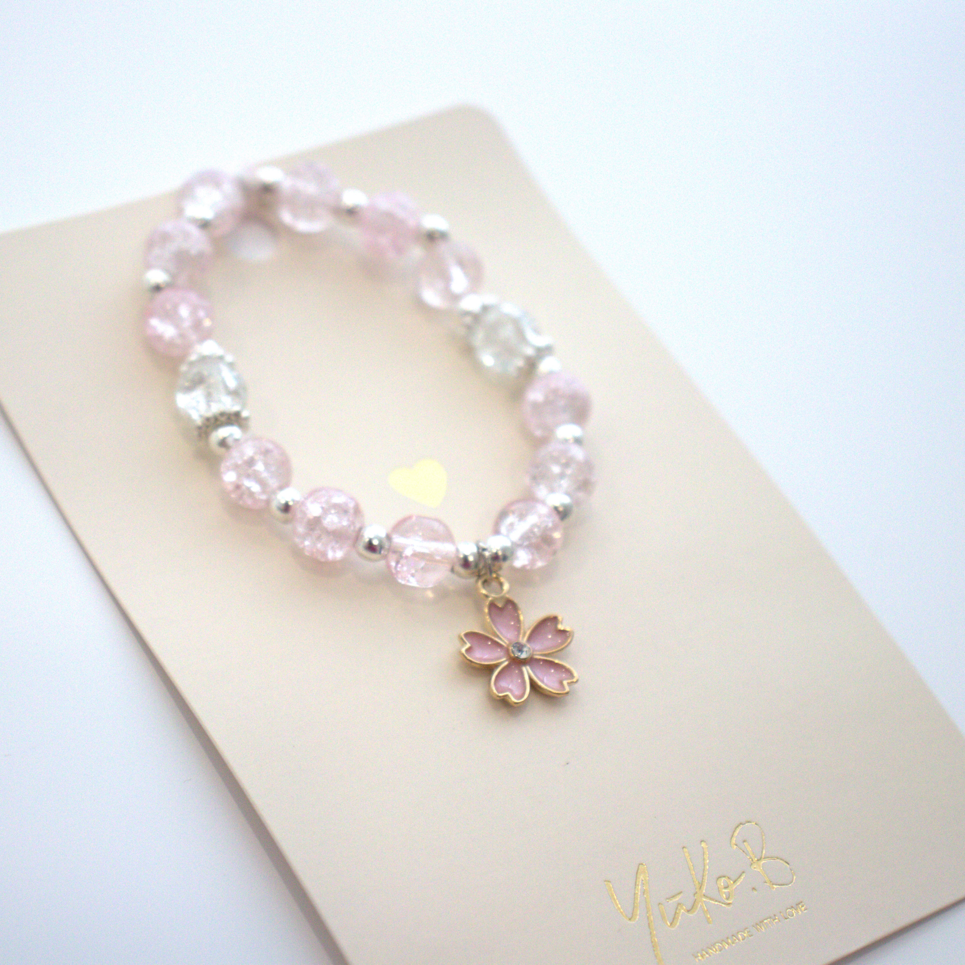 Bracelet de perles - Pivoine rose - Yuko B.