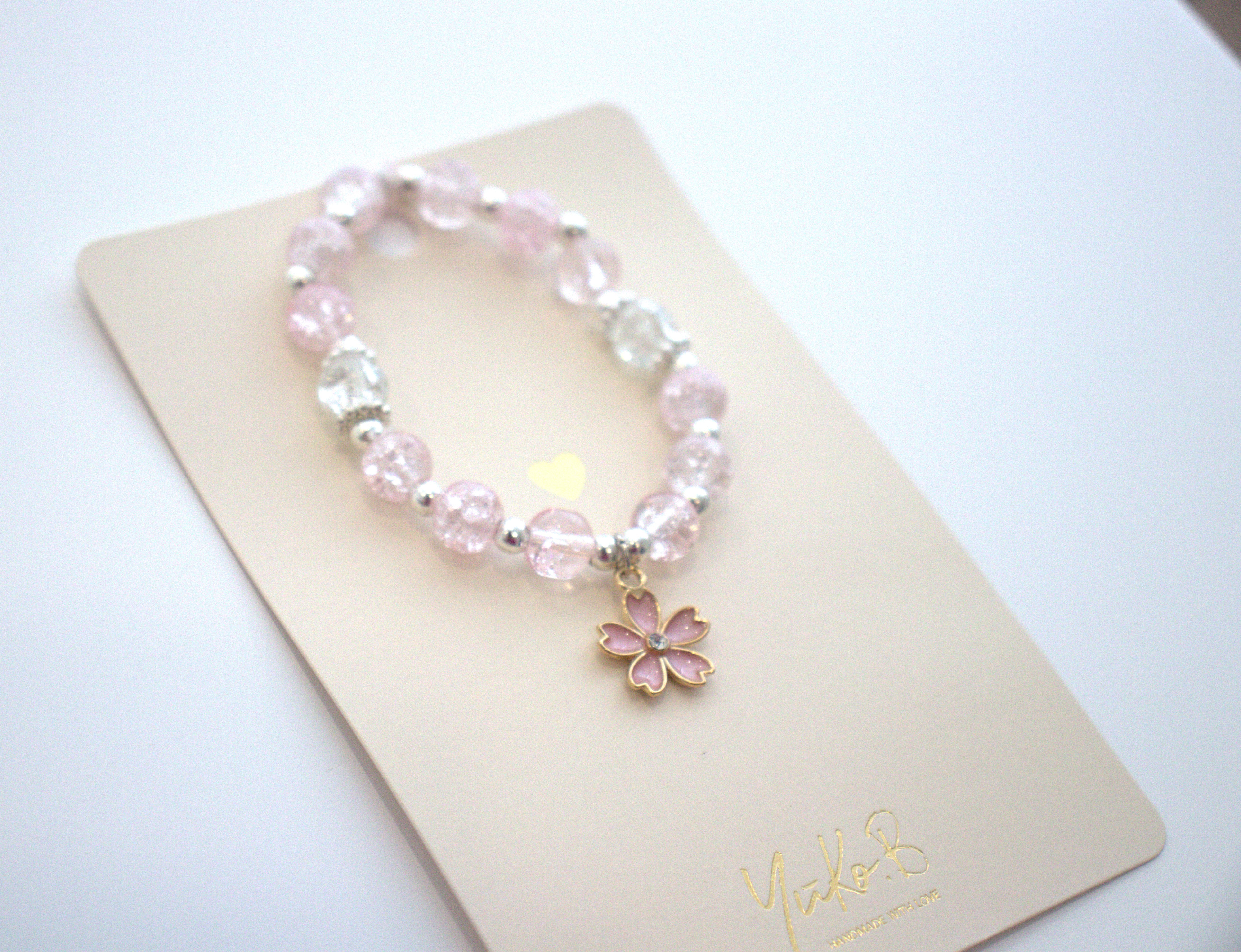 Bracelet de perles - Pivoine rose - Yuko B.