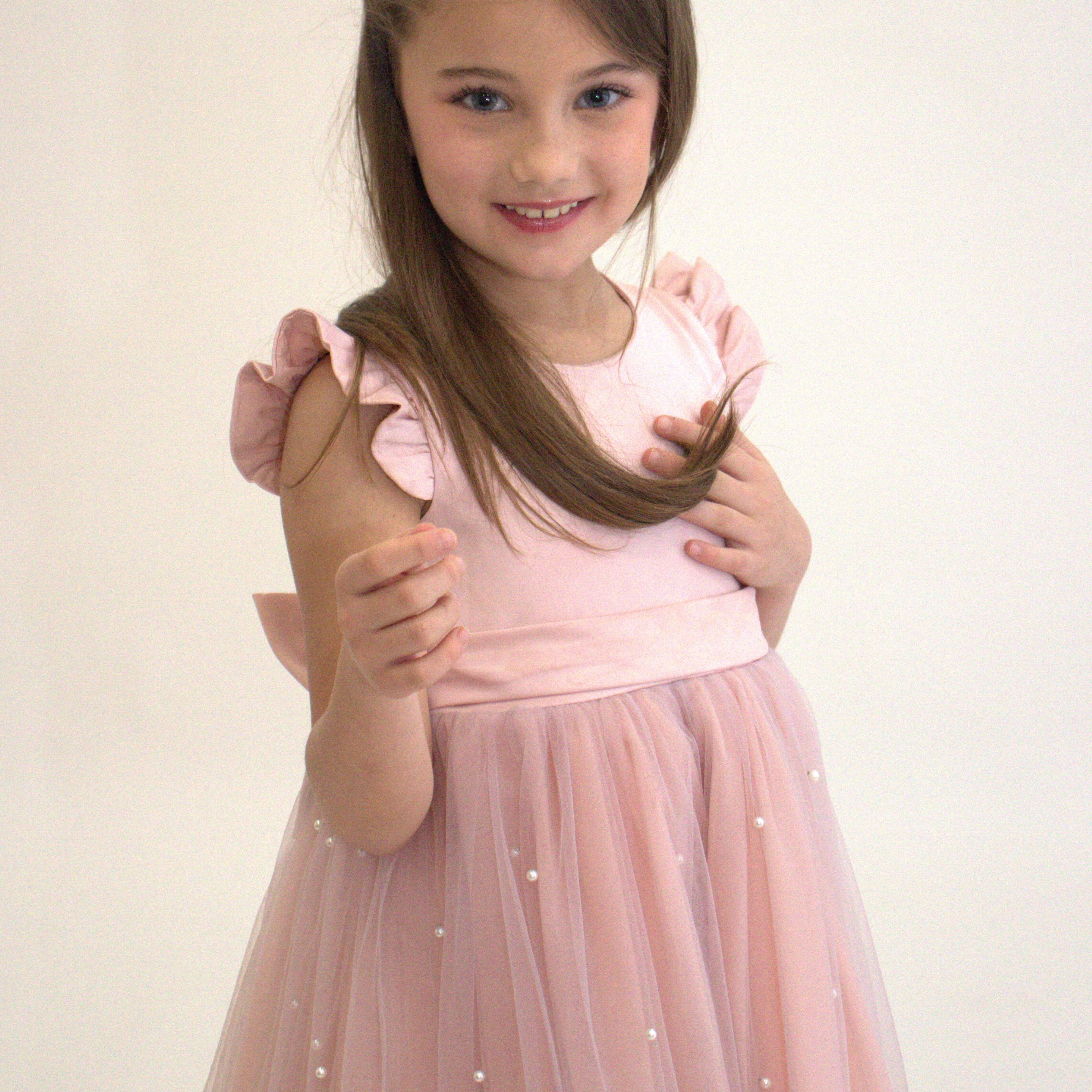 Robe de cérémonie ALICE - Rose - Taille: 150 cm (9/10 ans) vue de côté — Yuko B.