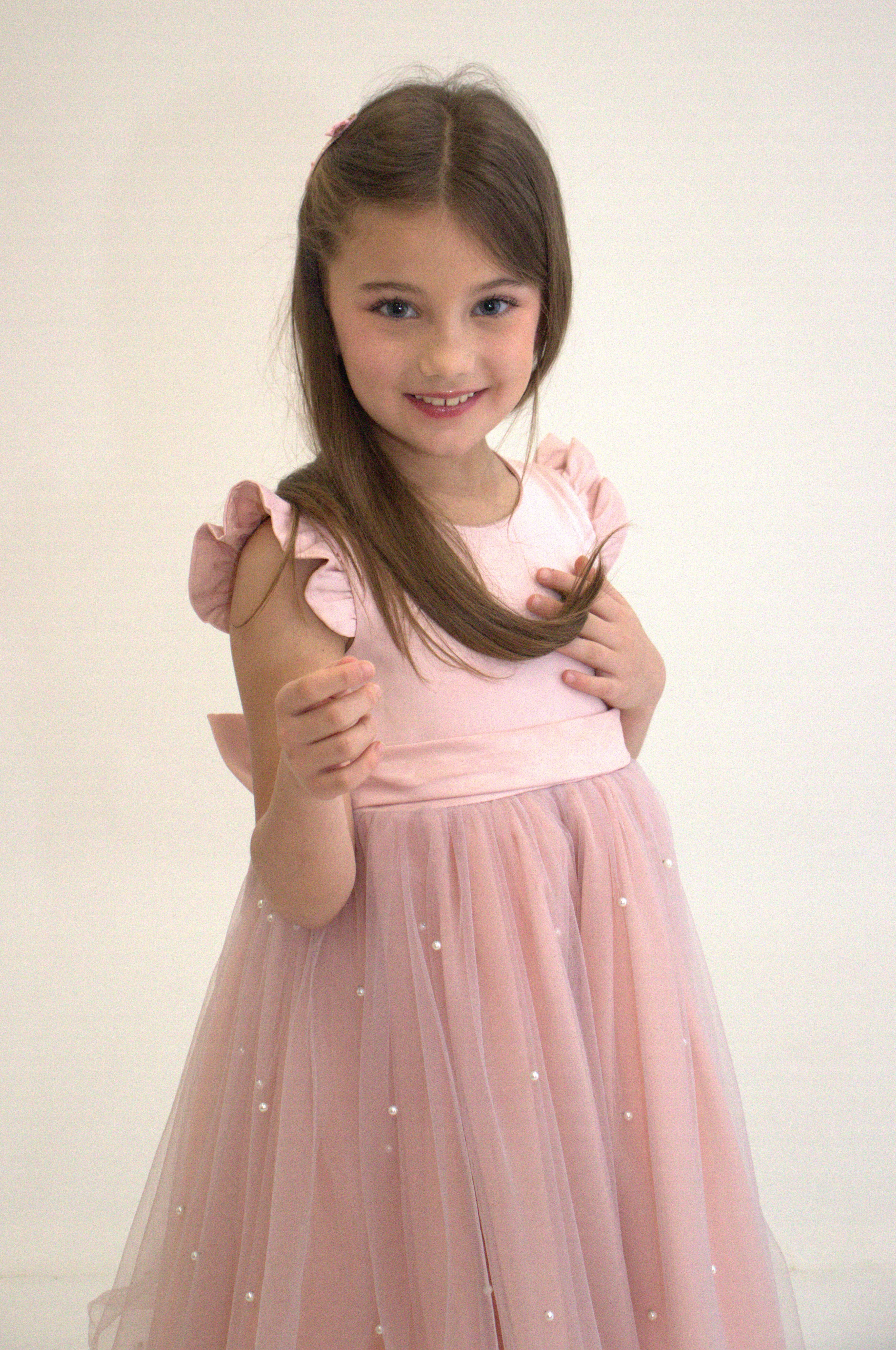 Robe de cérémonie ALICE - Rose - Taille: 150 cm (9/10 ans) vue de côté — Yuko B.
