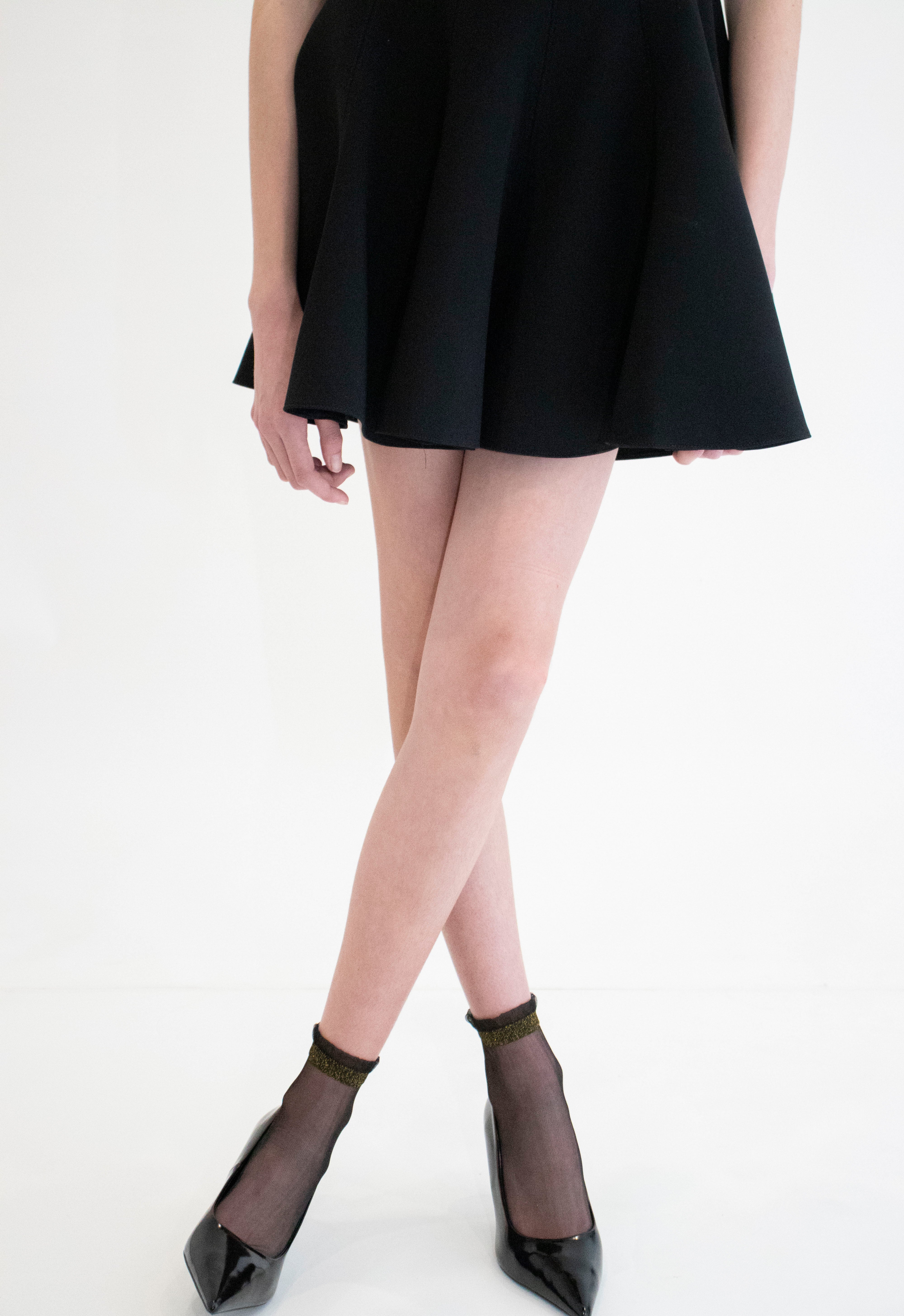 Shine - Gold - La chaussette femme en voile ultra-résistant ouvert — Yuko B.