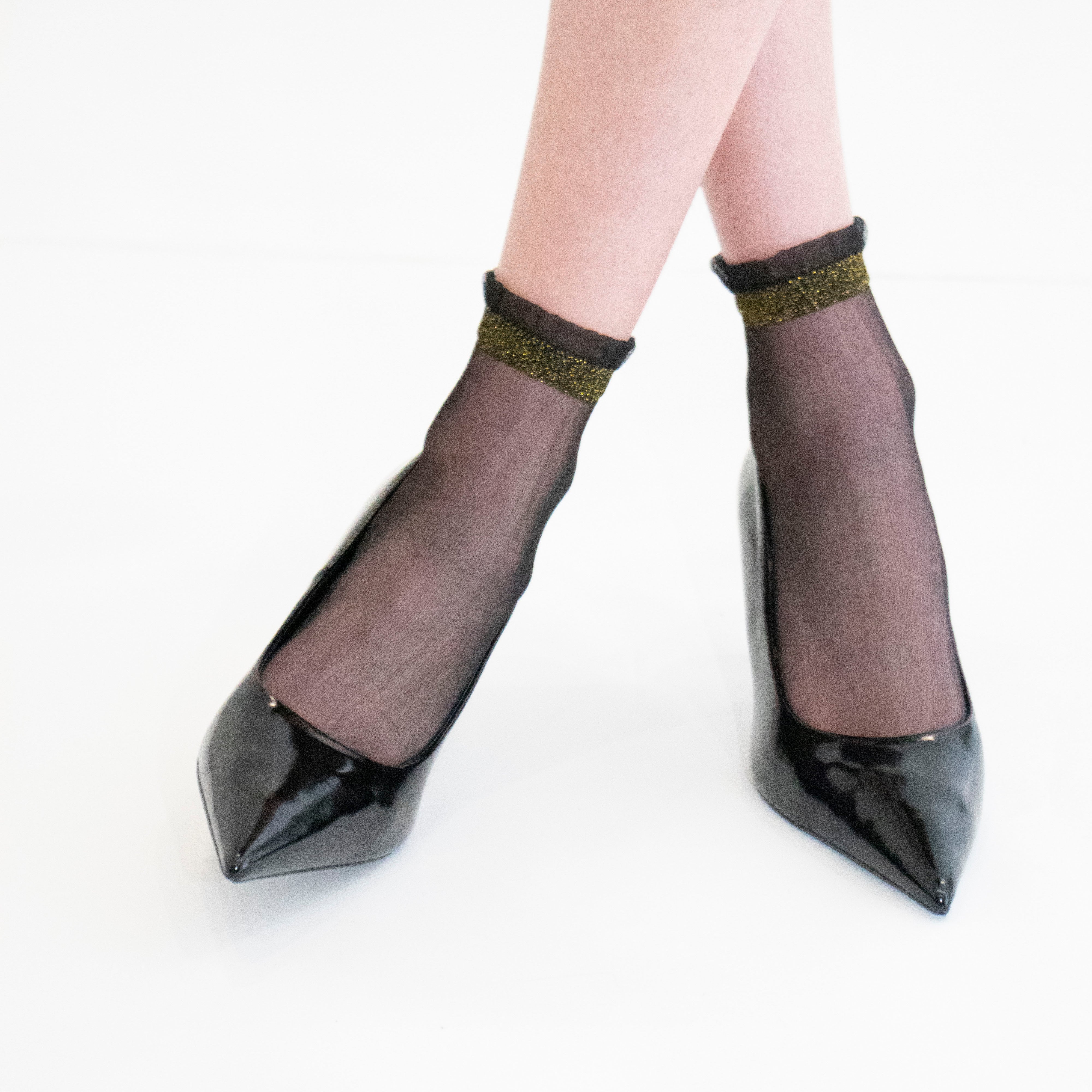 Shine - Gold - La chaussette femme en voile ultra-résistant — accessoire enfant Yuko B.