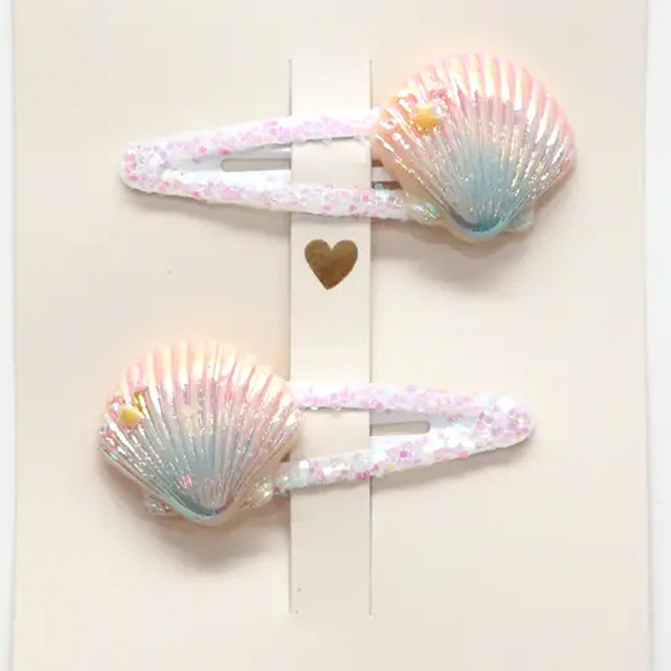 Barrettes à cheveux - Coquillages SeaShells vue de face — Yuko B.
