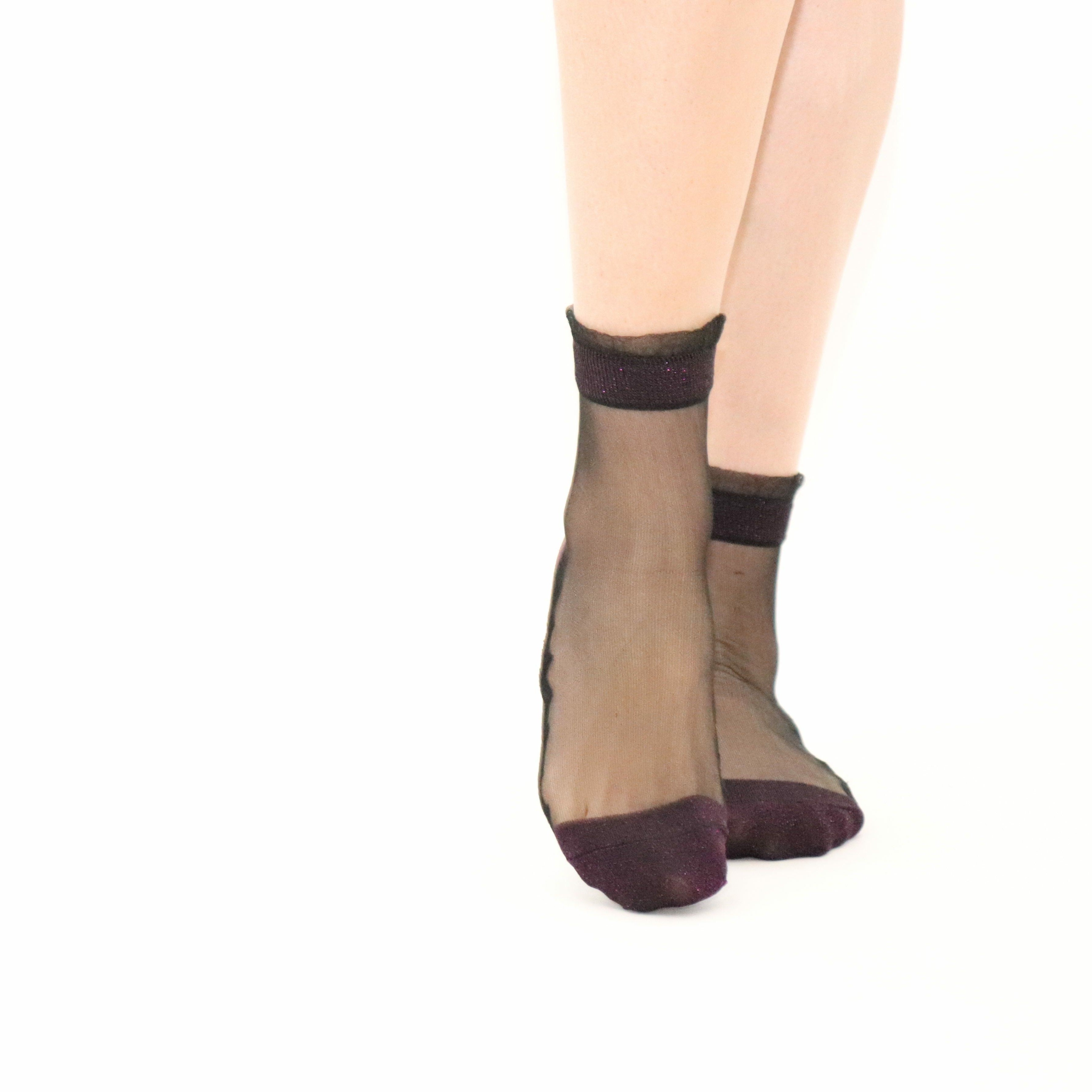 Socquettes en voile et coton résistants SHINE - Parme - Yuko B.