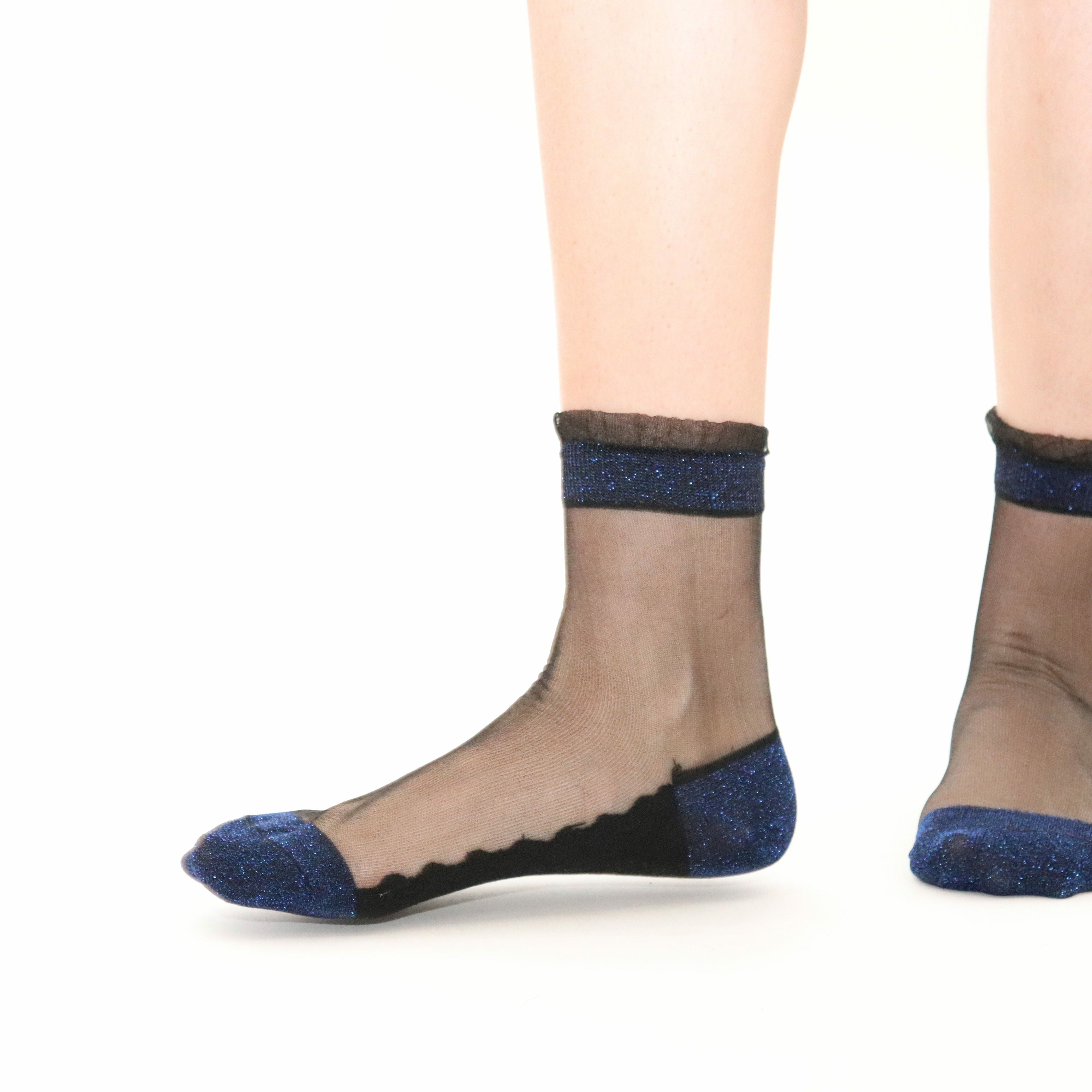 Socquettes en voile et coton résistants SHINE - Bleu - Yuko B.