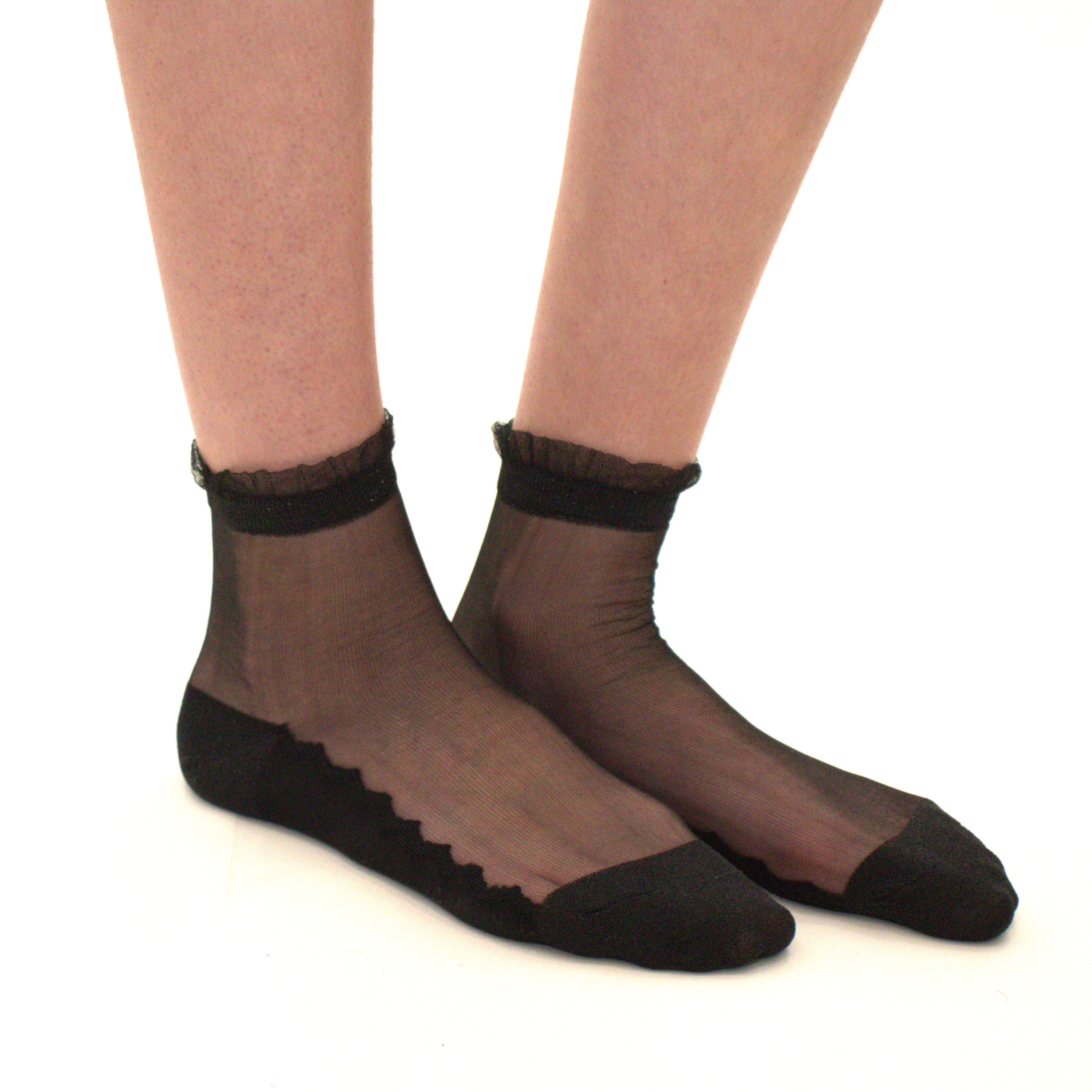 Shine - Noir - La chaussette femme en voile ultra-résistant zoom matière — Yuko B.
