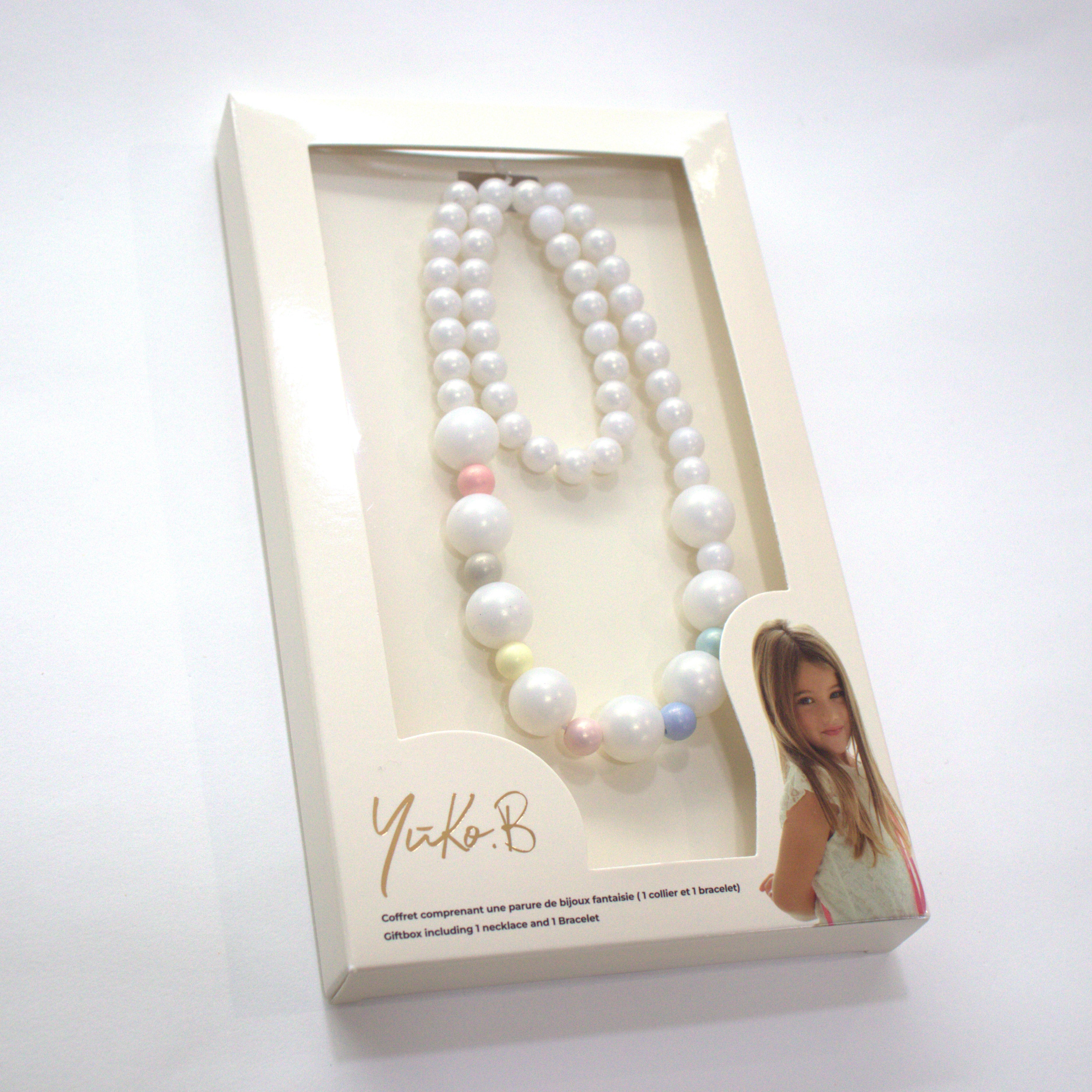 Coffret Tara - blanc - Parure Collier + bracelet - Yuko B.
