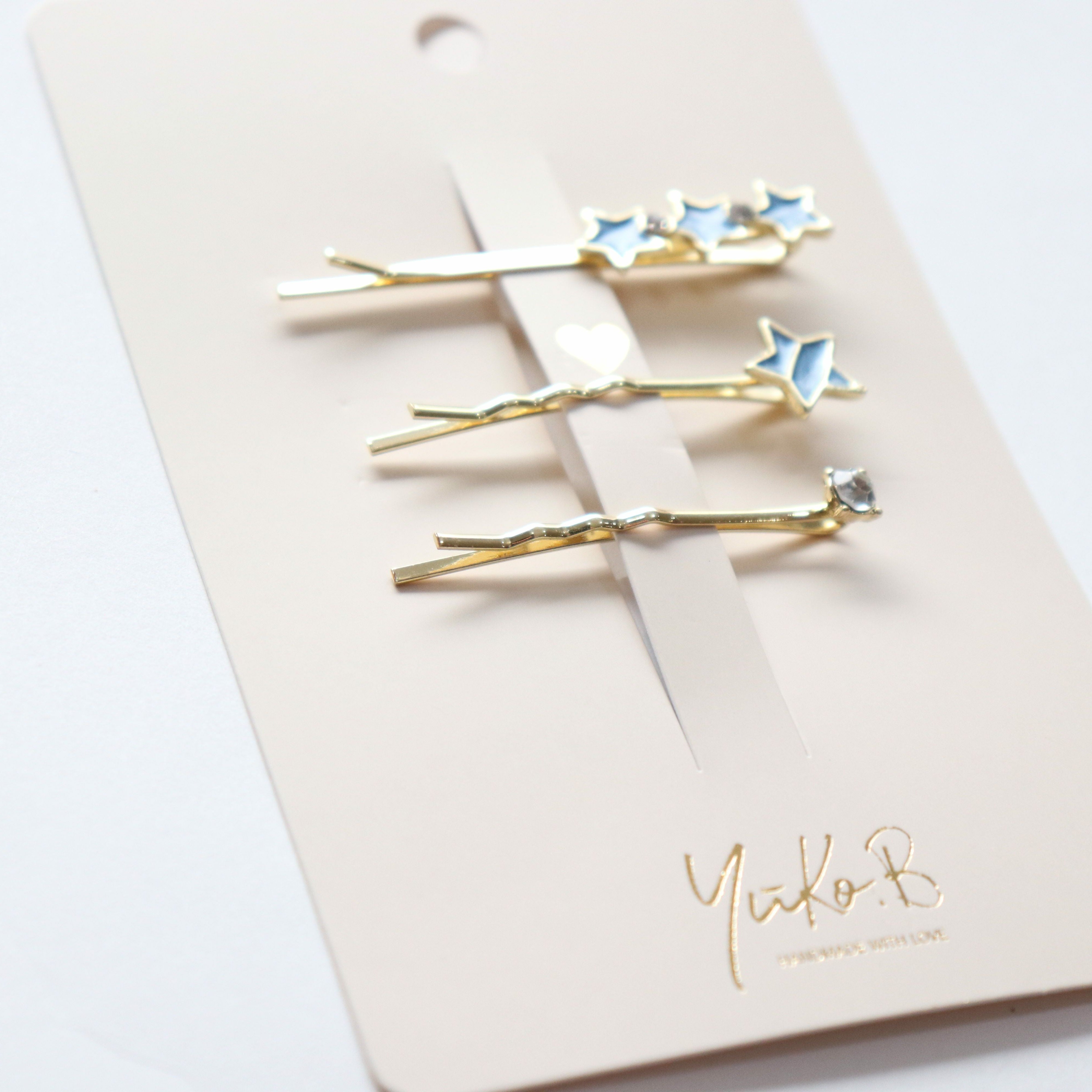 Barrettes à cheveux - Trio Etoilé - Blue - Yuko B.
