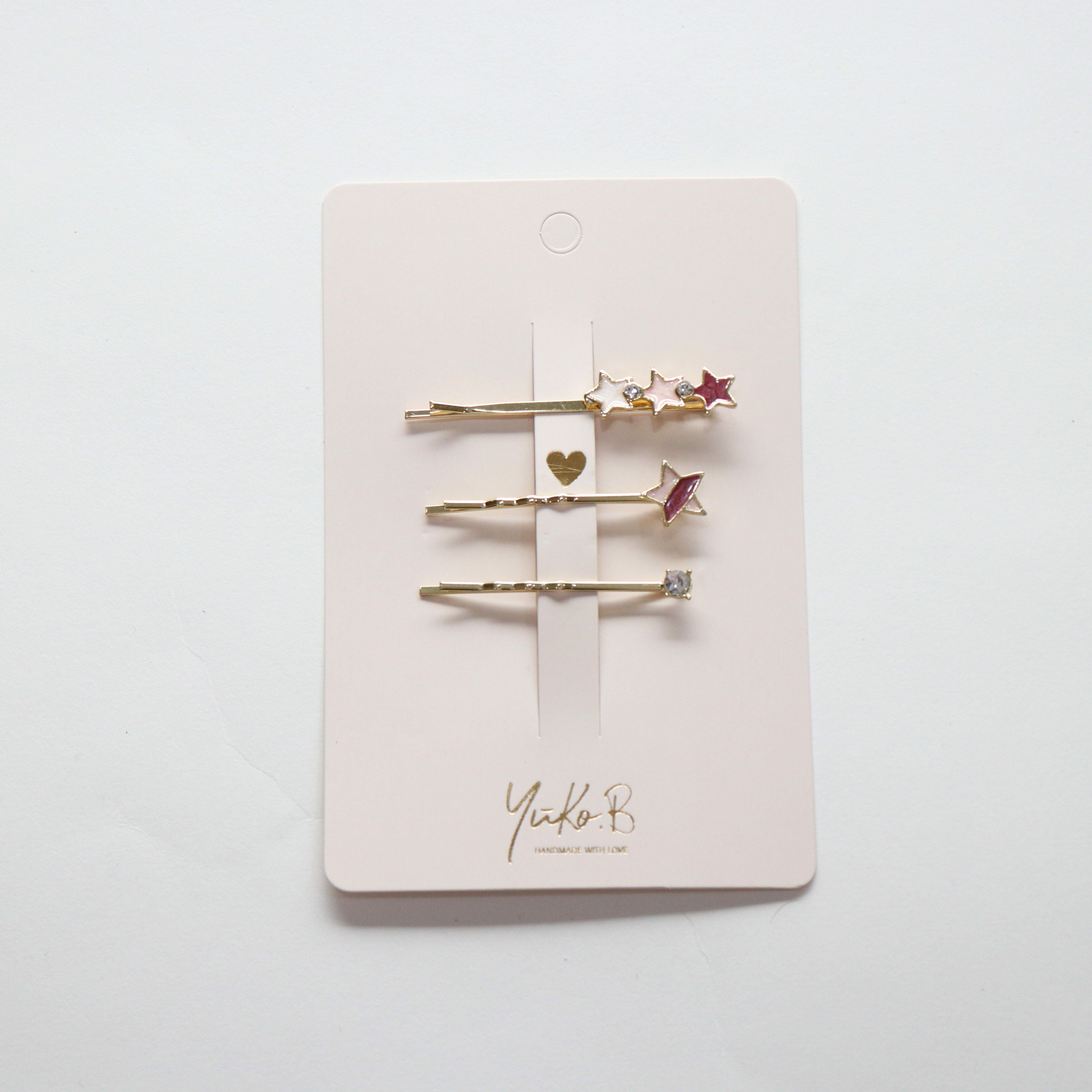 Barrettes à cheveux - Trio Etoilé - Pink - Yuko B.