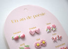 Ensemble de 12 paires de boucles d'oreilles en céramique - Un An de Poésie rose - Yuko B.