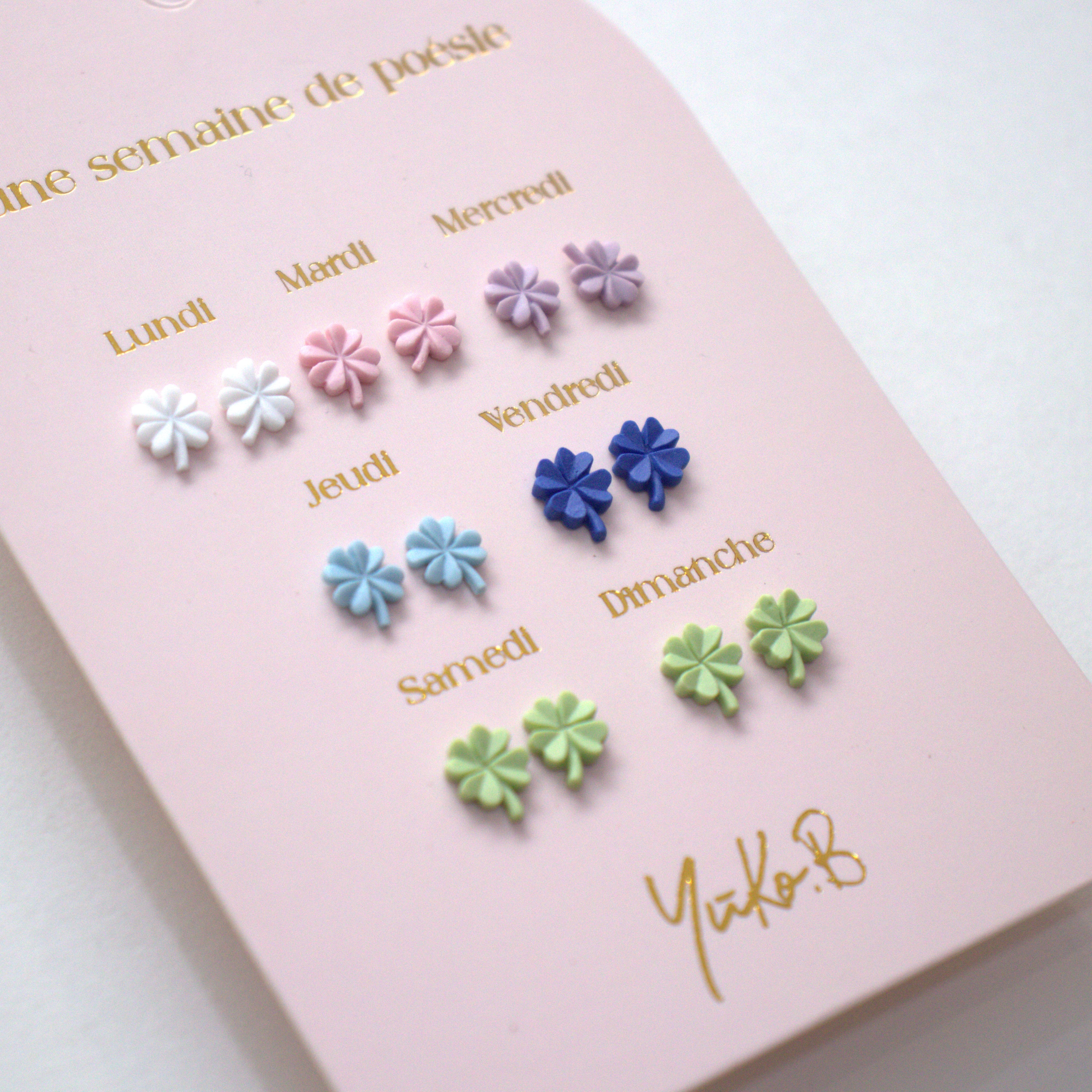 7 paires de boucles d'oreilles sans Nickel - Une semaine de poésie Chance - Yuko B.