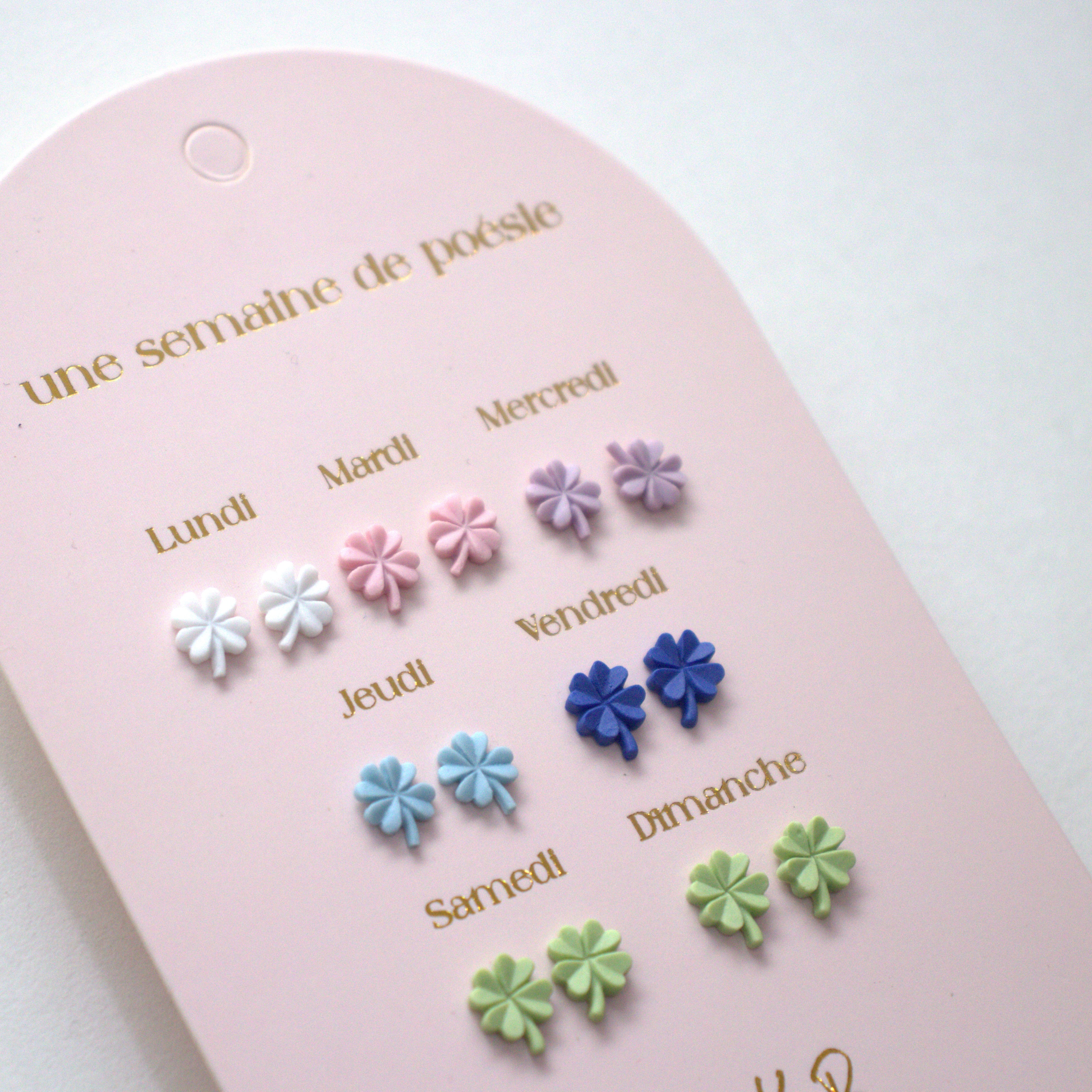 7 paires de boucles d'oreilles sans Nickel - Une semaine de poésie Chance - Yuko B.