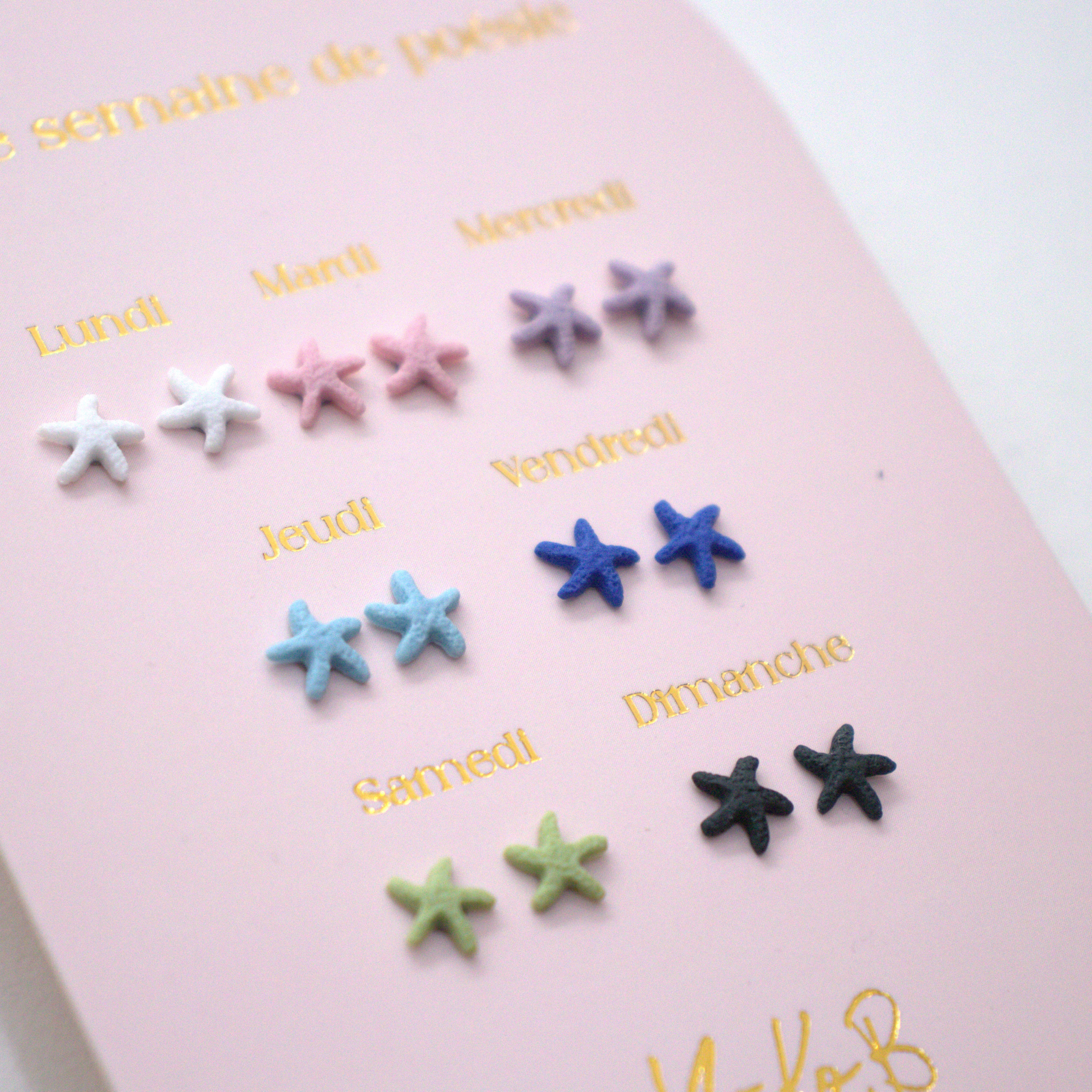 7 paires de boucles d'oreilles sans Nickel - Une semaine de poésie Etoiles de Mer - Yuko B.