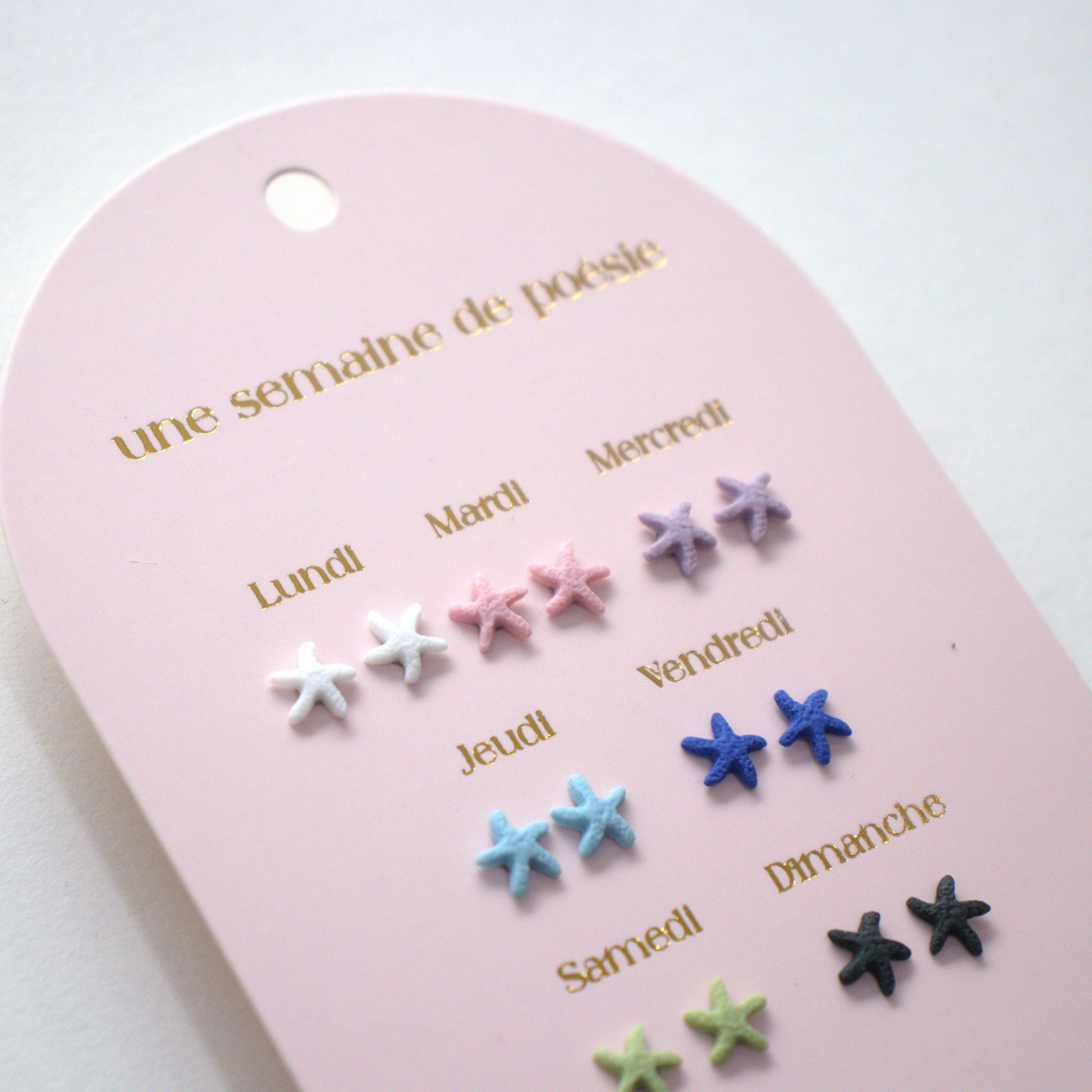 7 paires de boucles d'oreilles sans Nickel - Une semaine de poésie Etoiles de Mer - Yuko B.