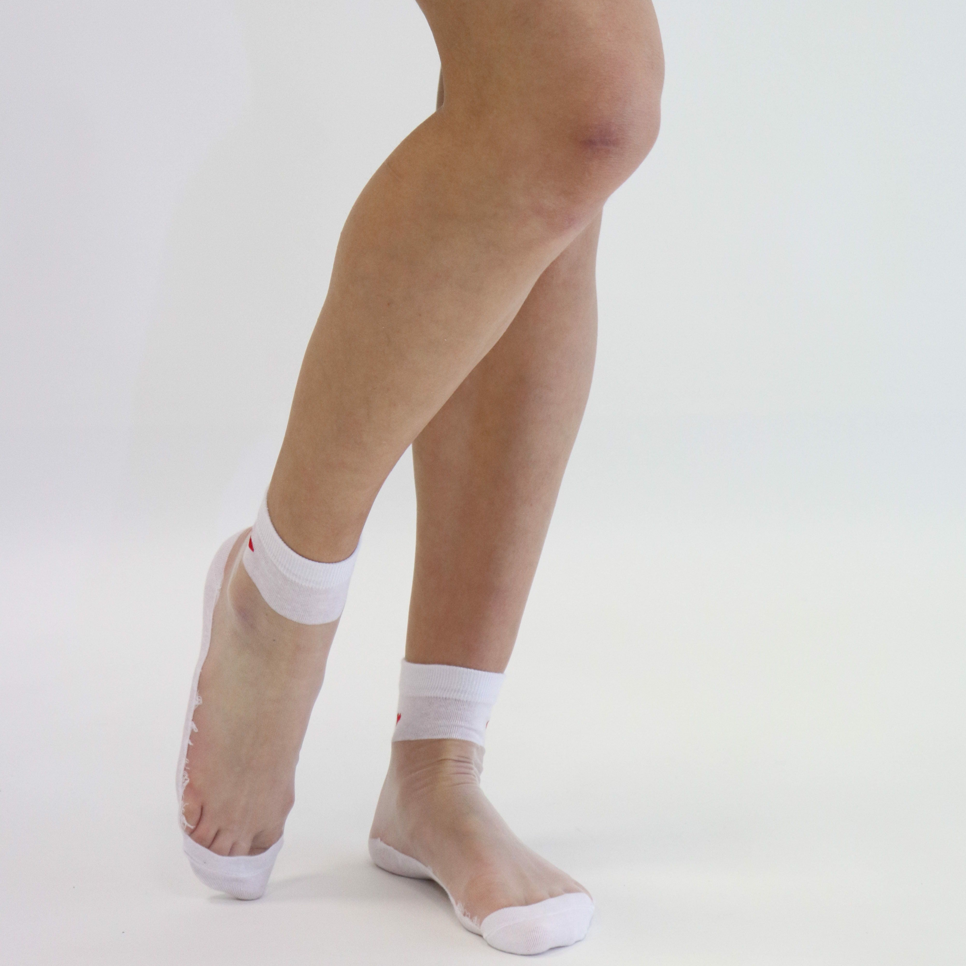 Chaussettes en voile resistant - Be my Valentine - White - Yuko B.