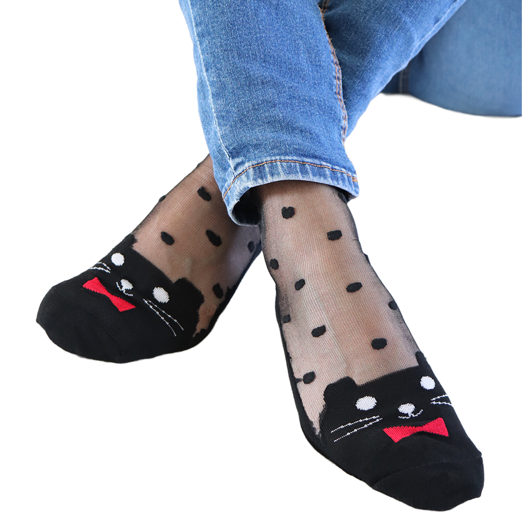 Chaussettes en voile résistant - Be a Cat - Black — Yuko B.