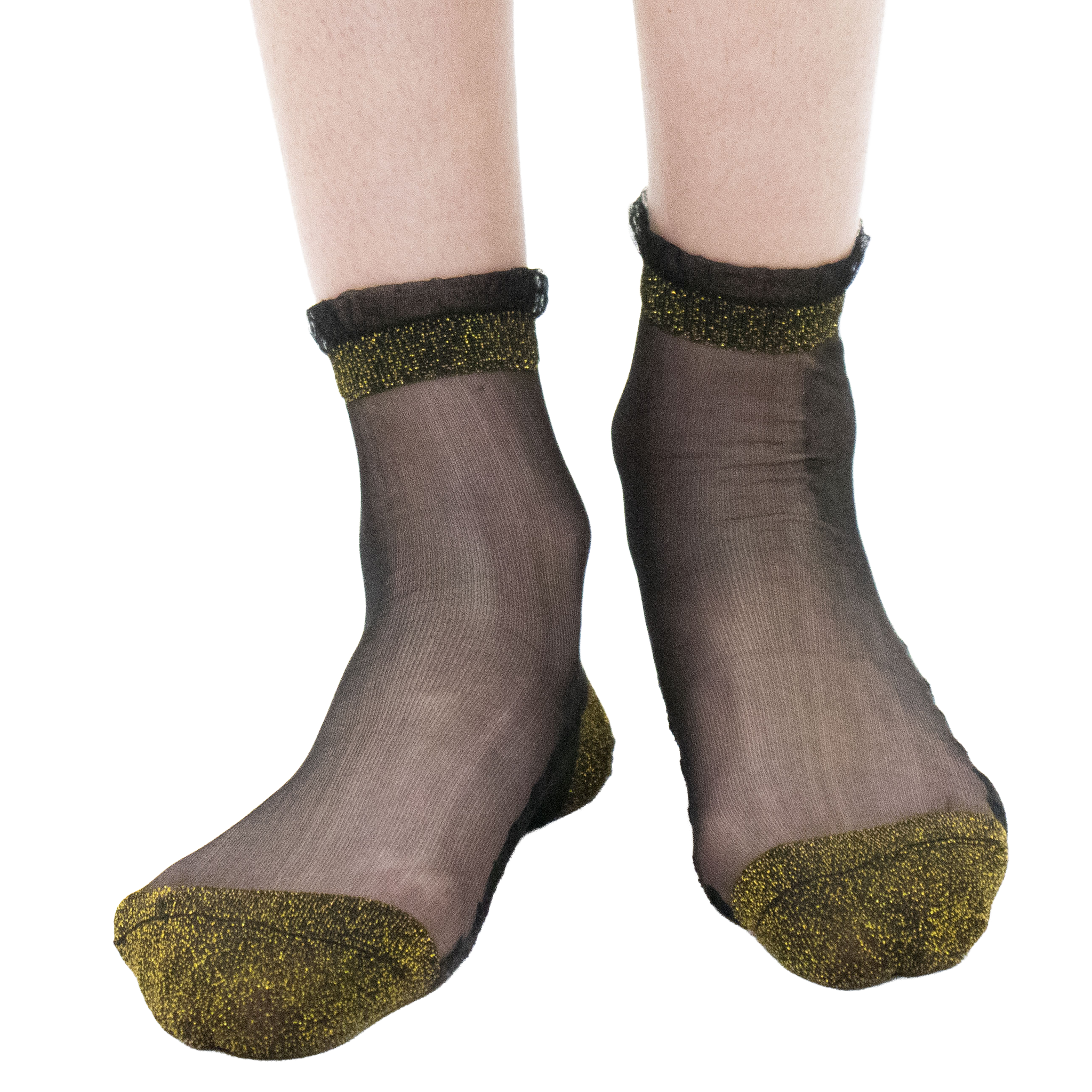 Shine - Gold - La chaussette femme en voile ultra-résistant vue de face — Yuko B.