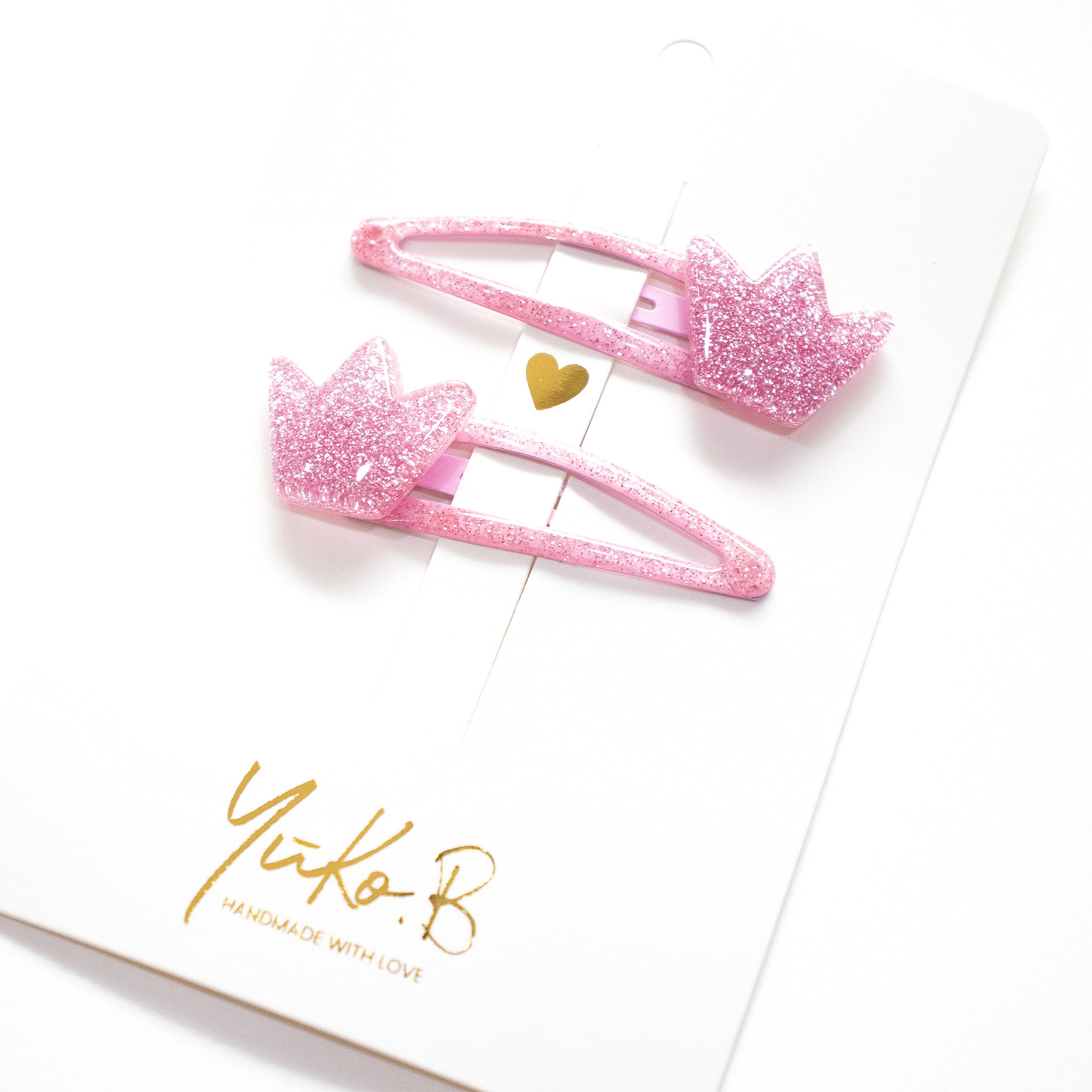 Duo Barrettes Premium Enfant - Sparkle Royal Pink détail — Yuko B.