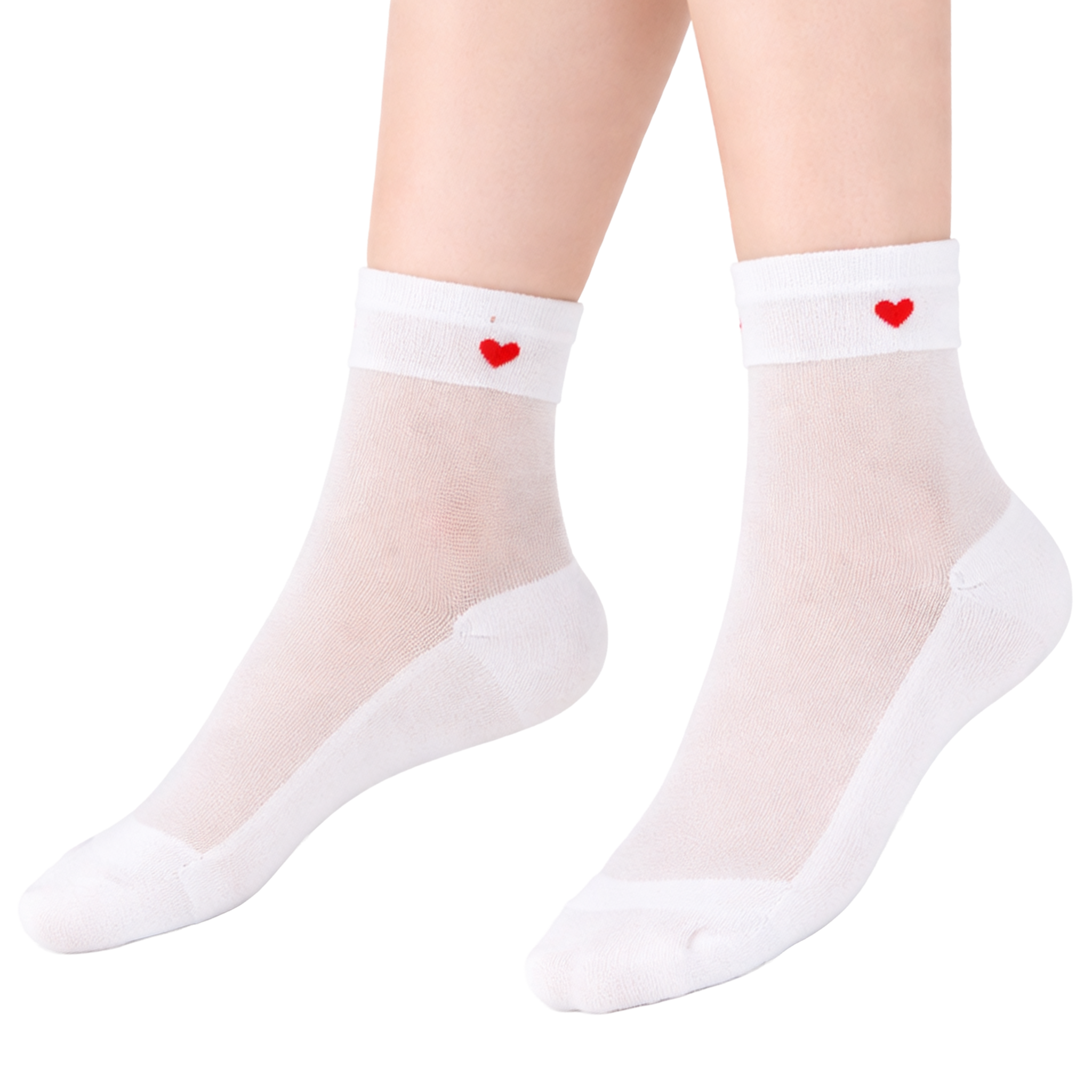Chaussettes en voile resistant - Be my Valentine - White — Yuko B.