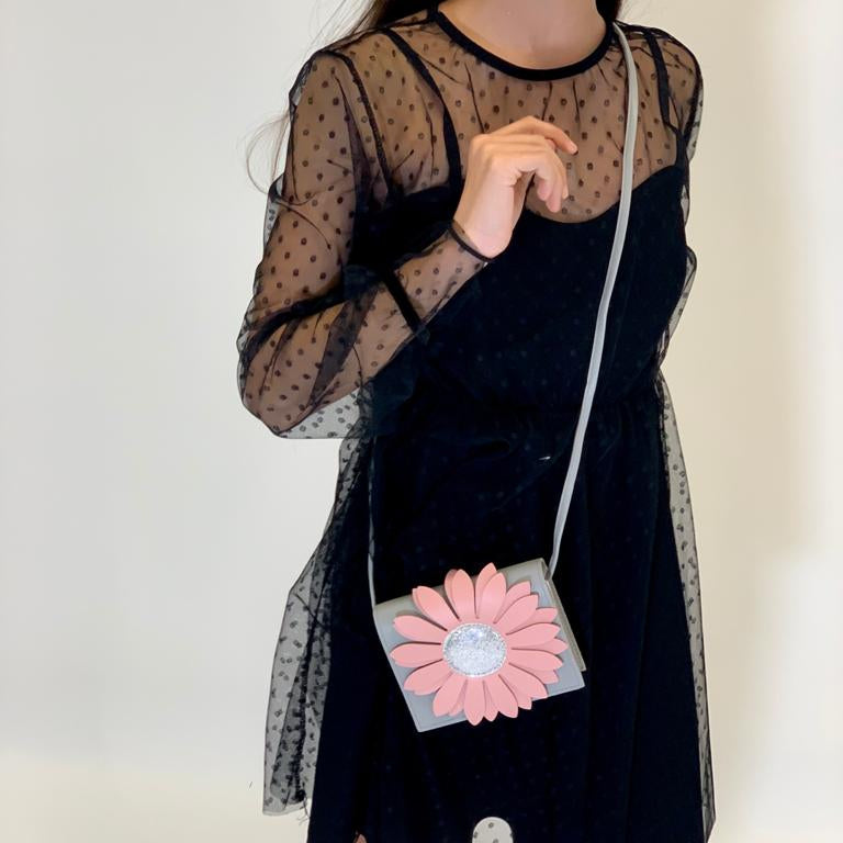 Sac bandoulière enfant - Flora Rose & Gris - Yuko B.