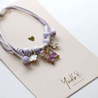 Bracelet en cordon pour enfants - Butterfly Mauve - Yuko B.