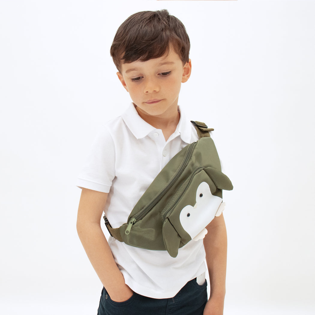 Sac banane mode animaux pour enfant "petit pingouin" vert - Miyu Forest - Yuko B.