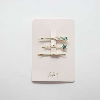 Barrettes à cheveux - Trio Etoilé - Green - Yuko B.