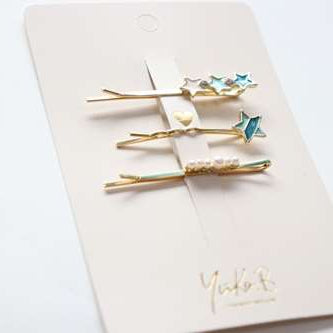 Barrettes à cheveux - Trio Etoilé - Green - Yuko B.