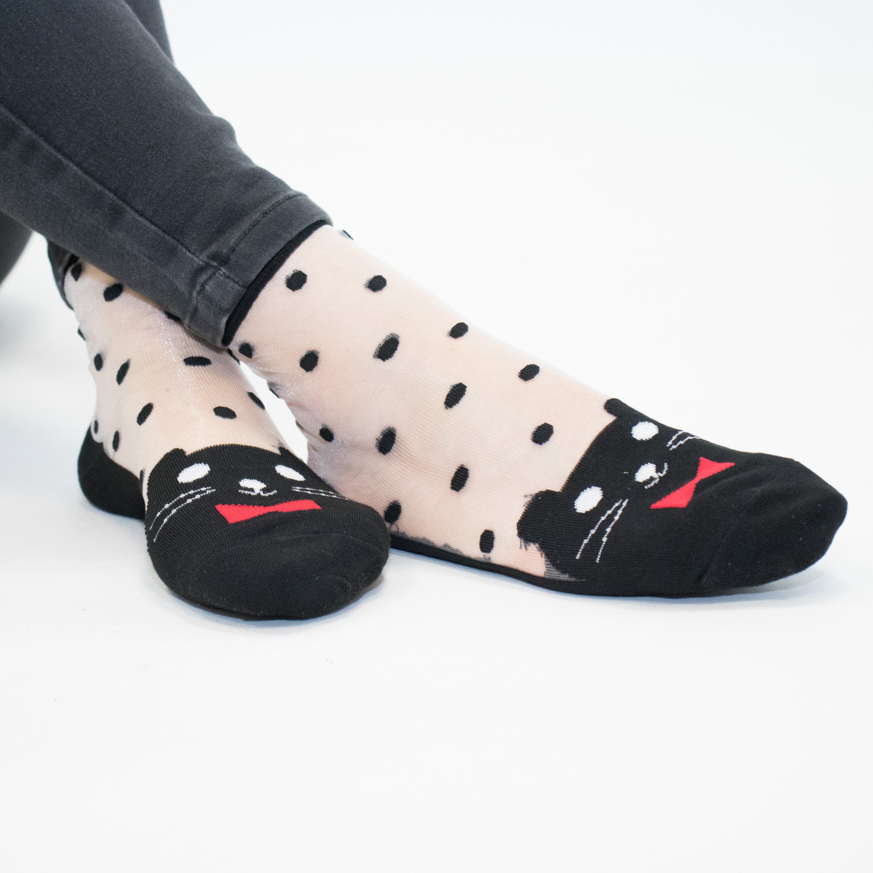Chaussettes en voile transparant resistant - Chaton - Be a Cat - White - Yuko B.