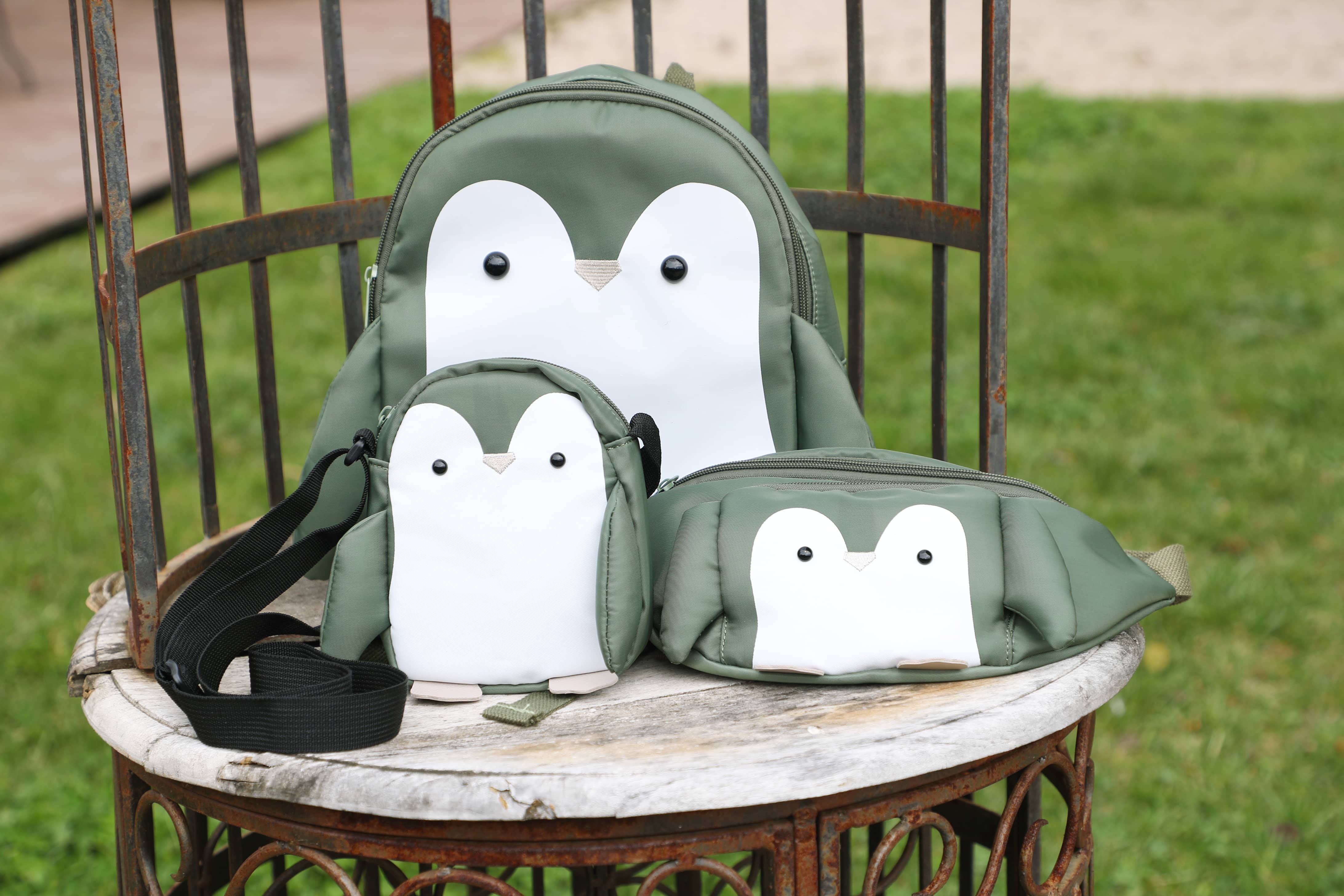 Sac banane mode animaux pour enfant "petit pingouin" vert - Miyu Forest - Yuko B.